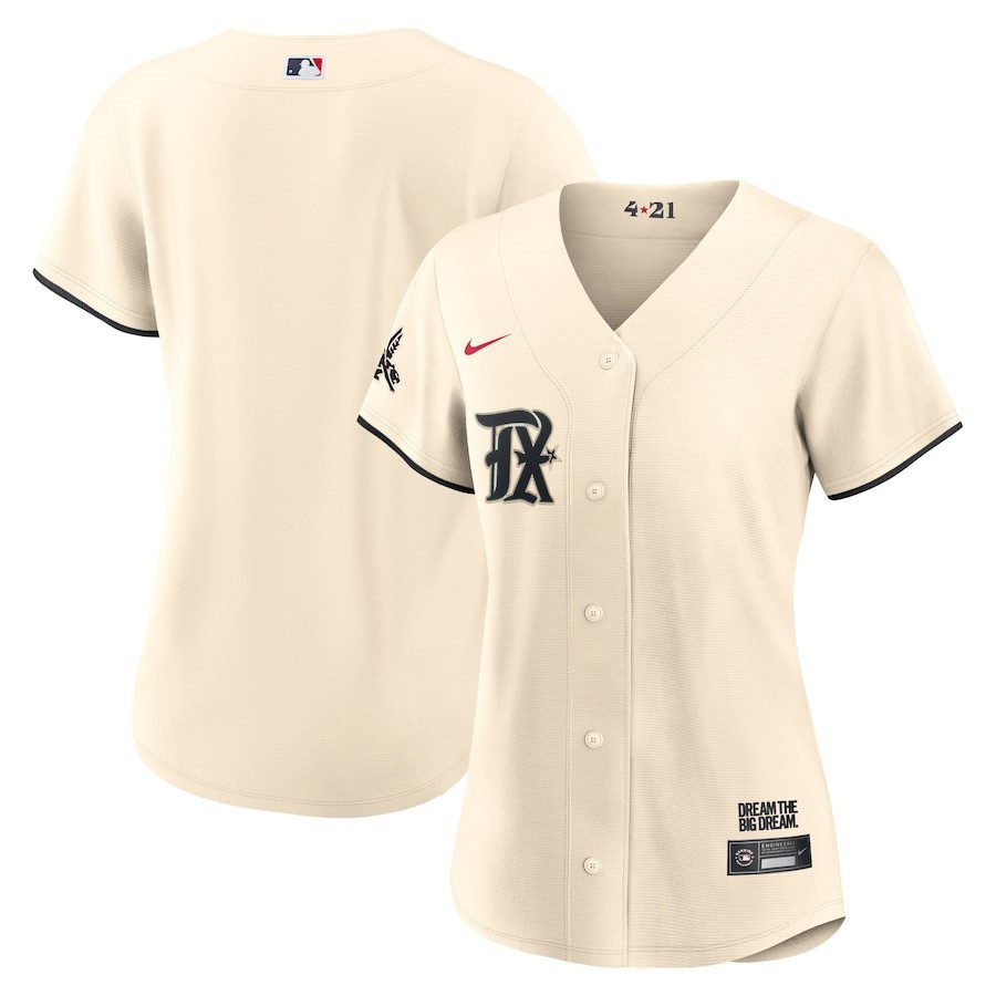 Texas Rangers Women's 2023 City Connect Baseball Jersey - Cream - JS495 