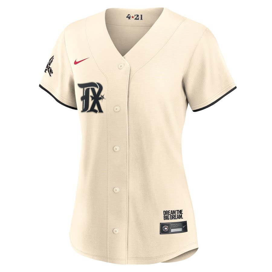Alternative view of Texas Rangers Women's 2023 City Connect Baseball Jersey - Cream - JS495 