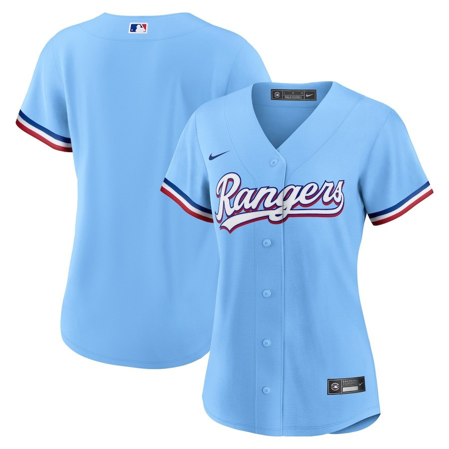 Texas Rangers Women's Alternate Team Baseball Jersey - Light Blue - JS536 