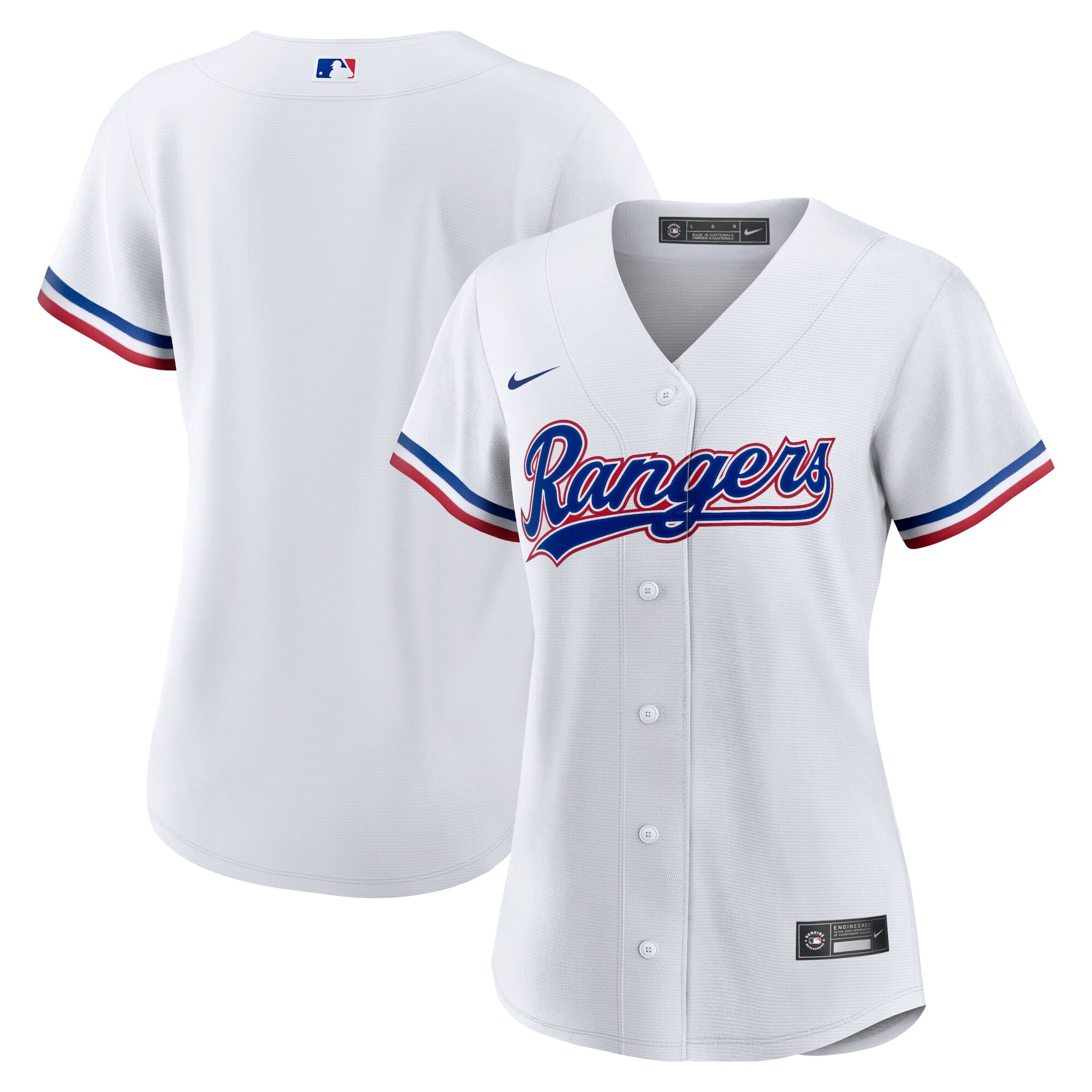 Alternative view of Texas Rangers Women's Home Blank Replica Baseball Jersey - White