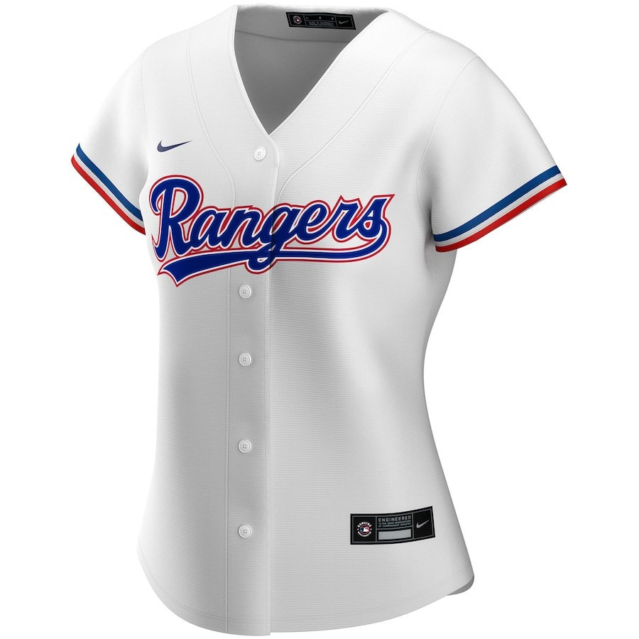 Alternative view of Texas Rangers Women's Home Custom Baseball Jersey - White - JS795 