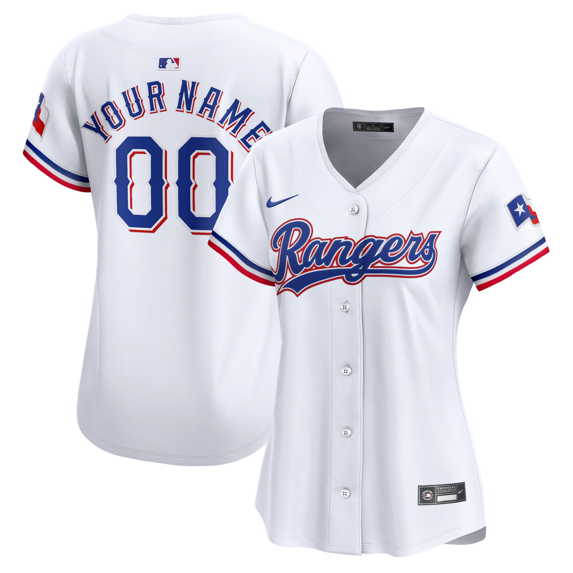 Texas Rangers Women's Home Limited Custom Baseball Jersey - White