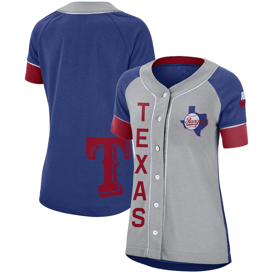 Texas Rangers Women's Walk Off Baseball Jersey - Gray Royal