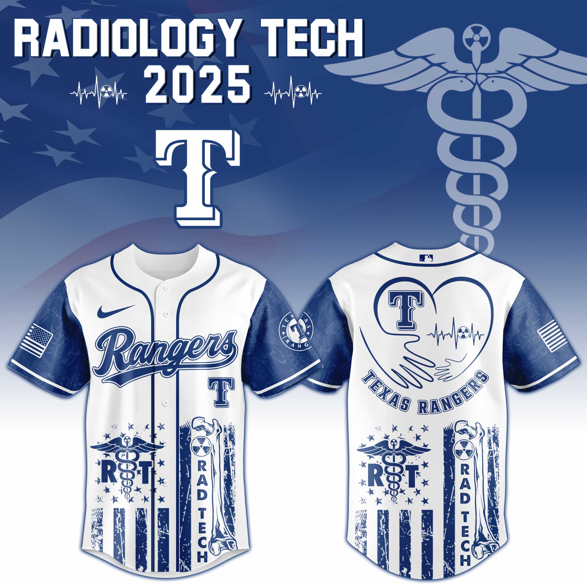 Texas Rangers X Radiology Tech Night Exclusive Design Custom Baseball Jersey