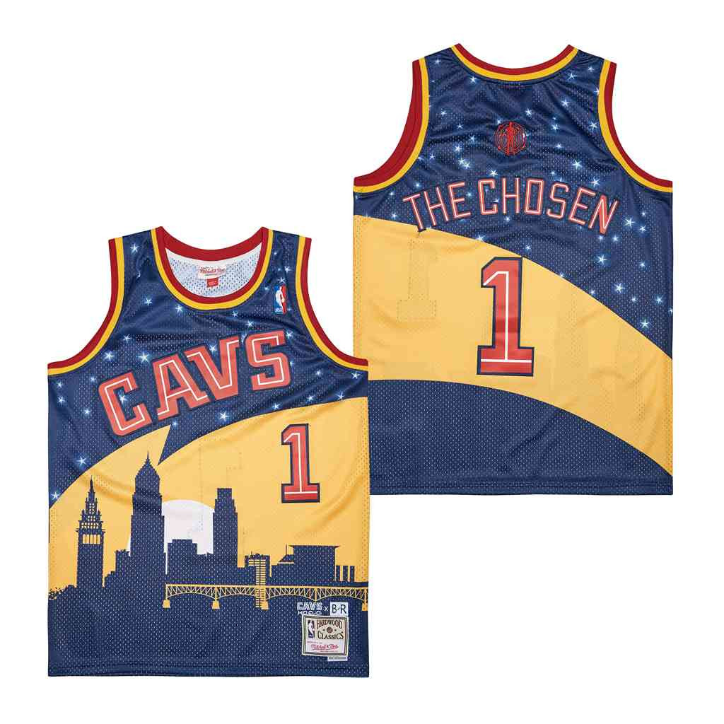 Alternative view of The Chosen 1 Cleveland Cavaliers Basketball Jersey - Navy/Yellow - JS646