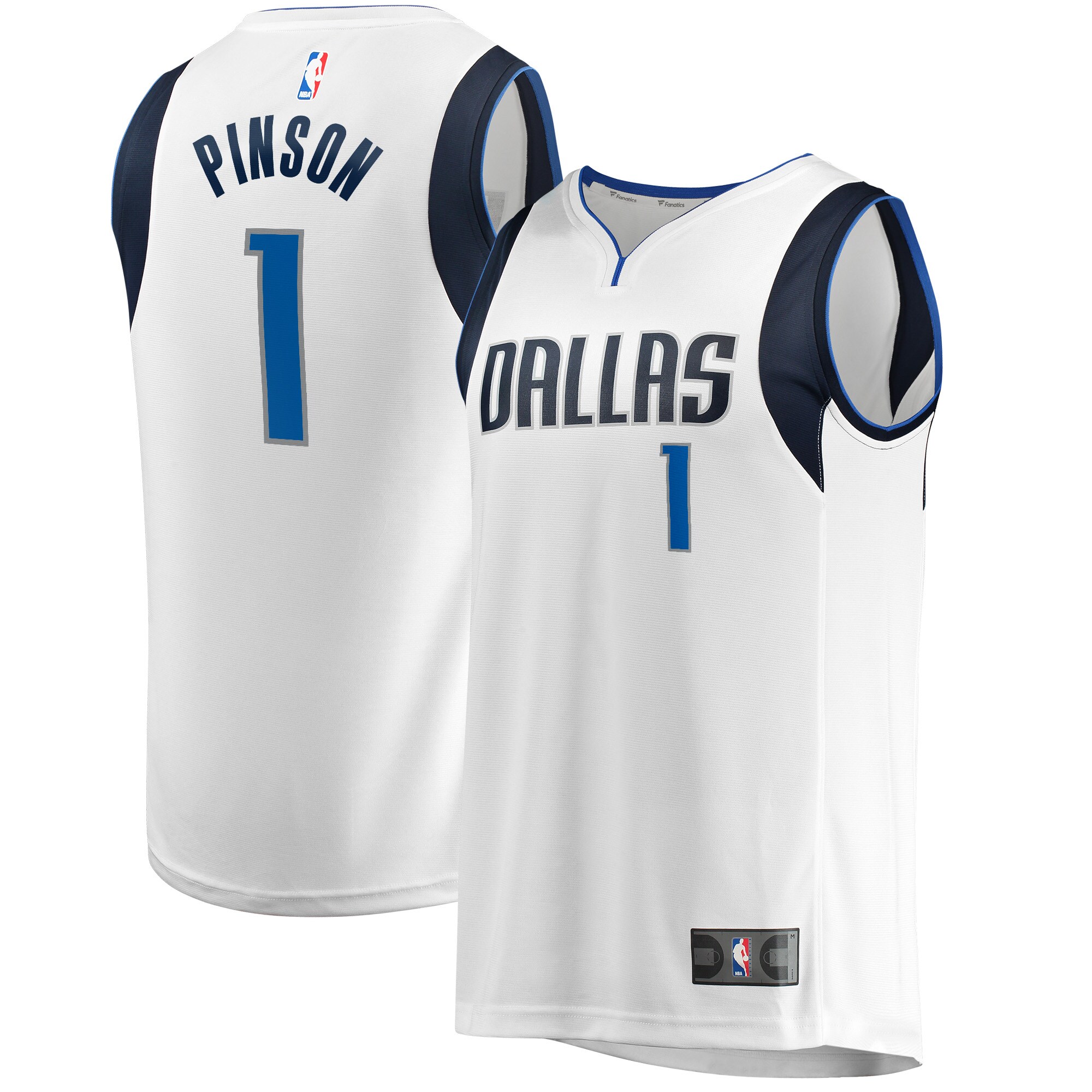 Alternative view of Theo Pinson Dallas Mavericks Fanatics Branded Fast Break Player Basketball Jersey - Association Edition - White
