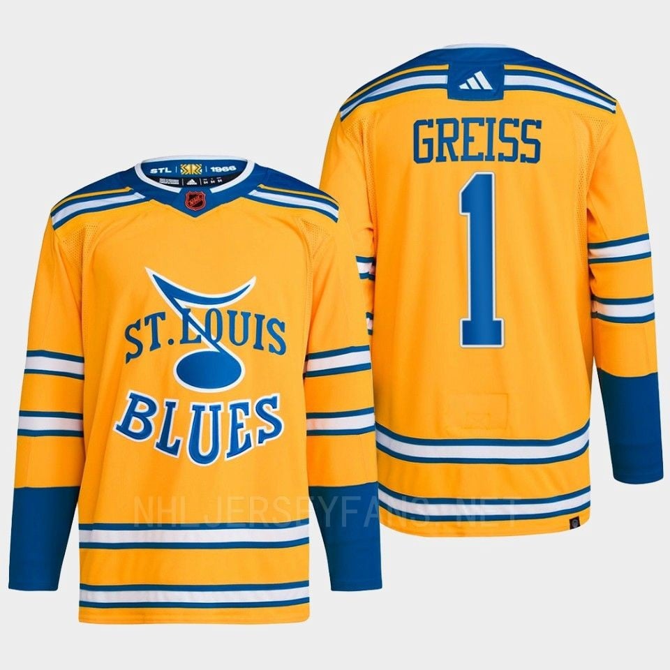 Thomas Greiss 1 Reverse Retro 2.0 2022 St. Louis Blues Yellow Hockey Jersey Primegreen - JS230 