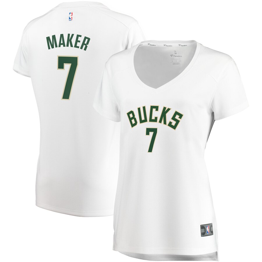 Thon Maker Milwaukee Bucks Fanatics Branded Women's Fast Break Replica Basketball Jersey White - Association Edition