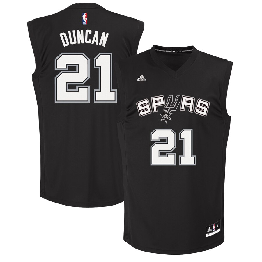 Tim Duncan San Antonio Spurs Adidas Fashion Replica Jersey - Black