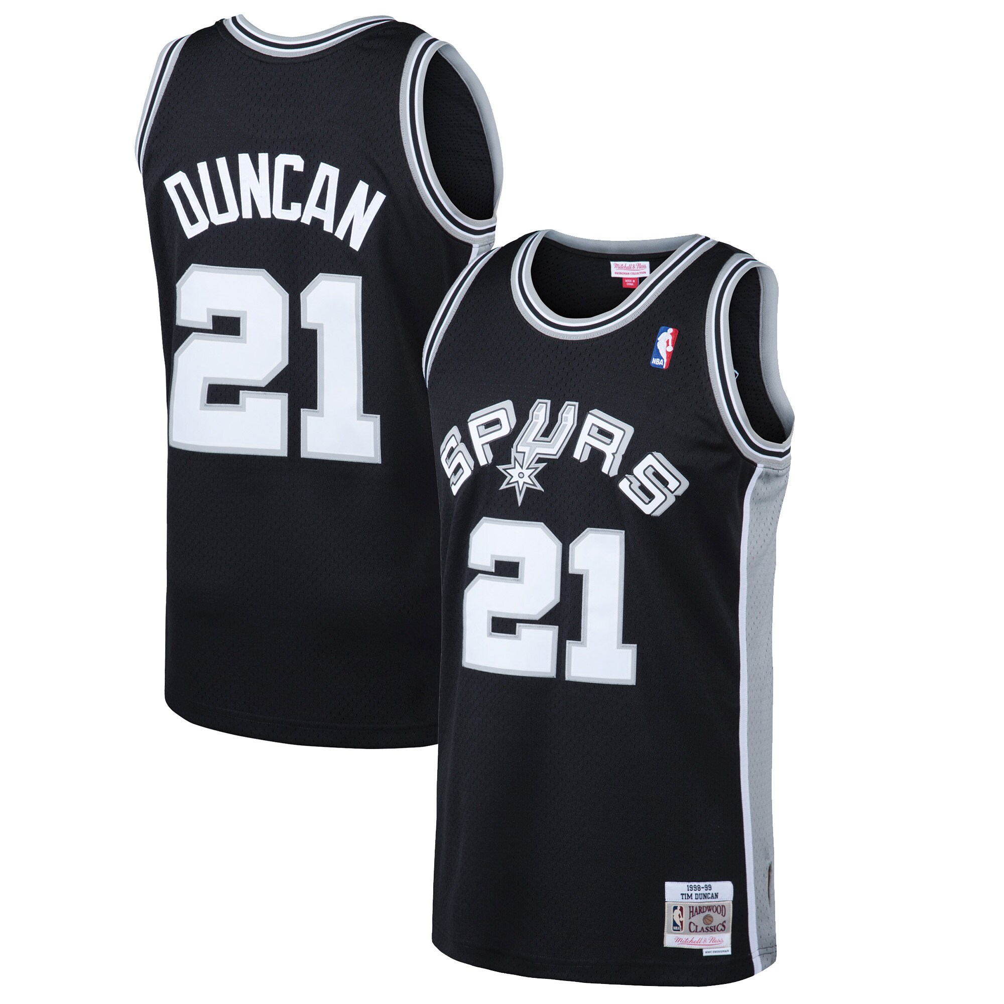 Alternative view of Tim Duncan San Antonio Spurs Mitchell & Ness 1998-99 Hardwood Classics Swingman Basketball Jersey - Black