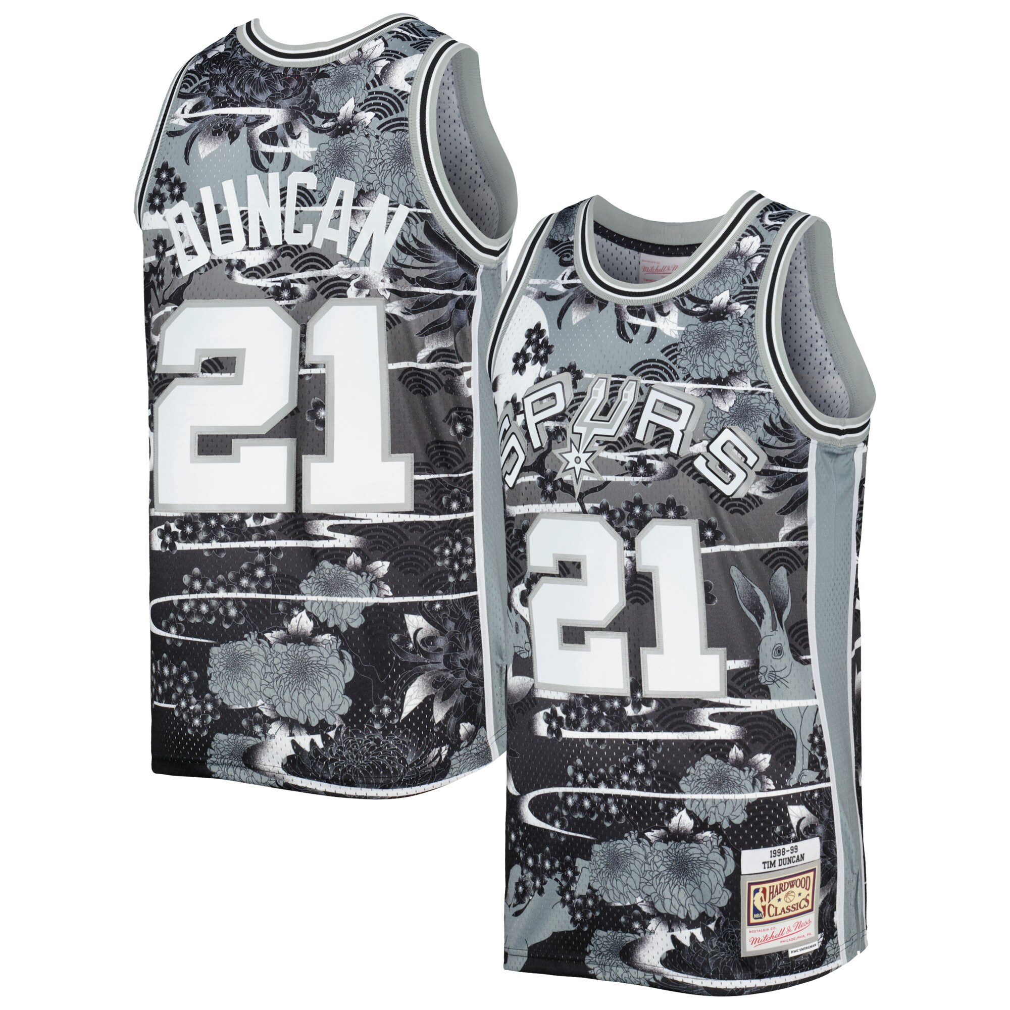 Tim Duncan San Antonio Spurs Mitchell & Ness 1998/99 Hardwood Classics Lunar New Year Swingman Basketball Jersey - Silver