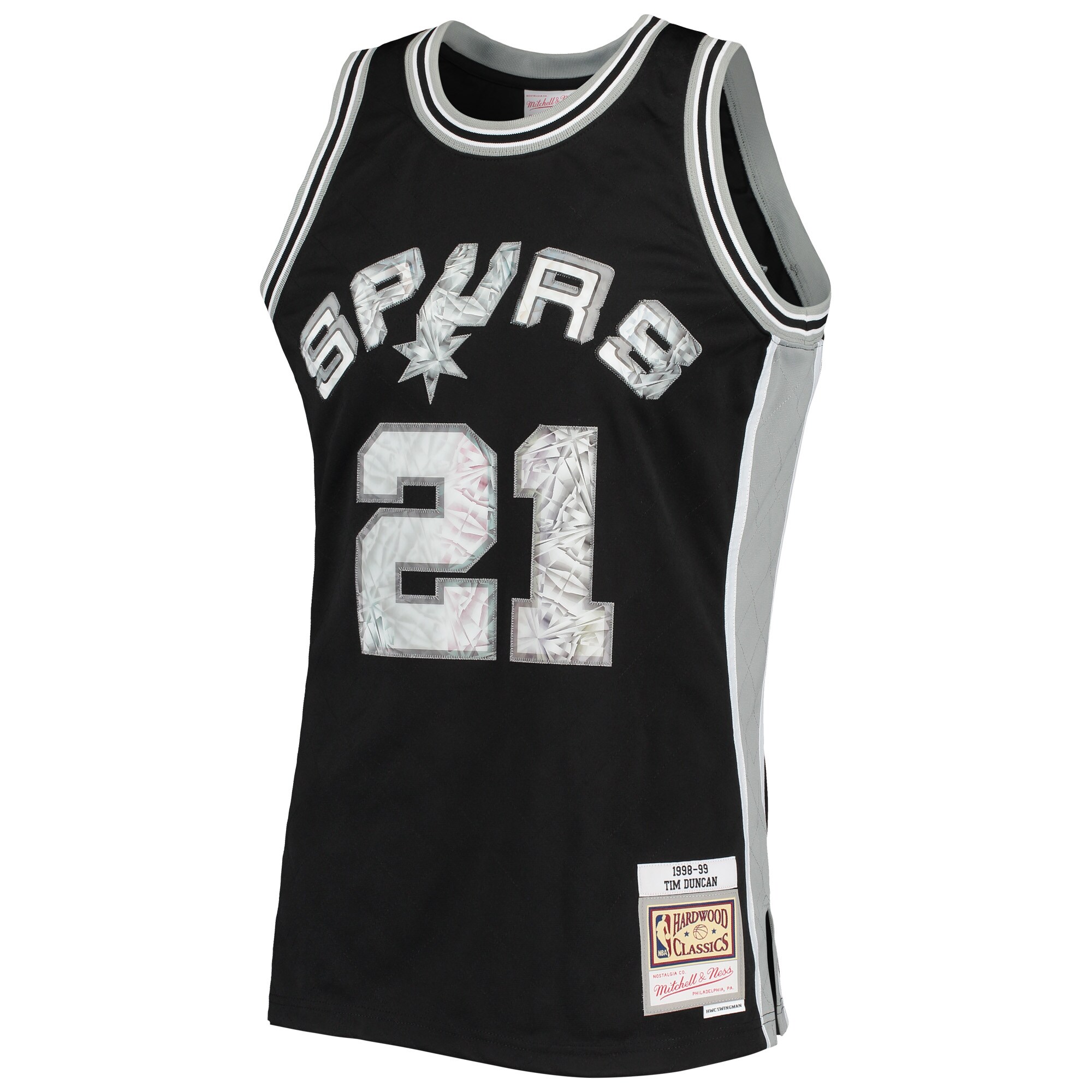 Alternative view of Tim Duncan San Antonio Spurs Mitchell & Ness 1998/99 Hardwood Classics Nba 75th Anniversary Diamond Swingman Basketball Jersey - Black