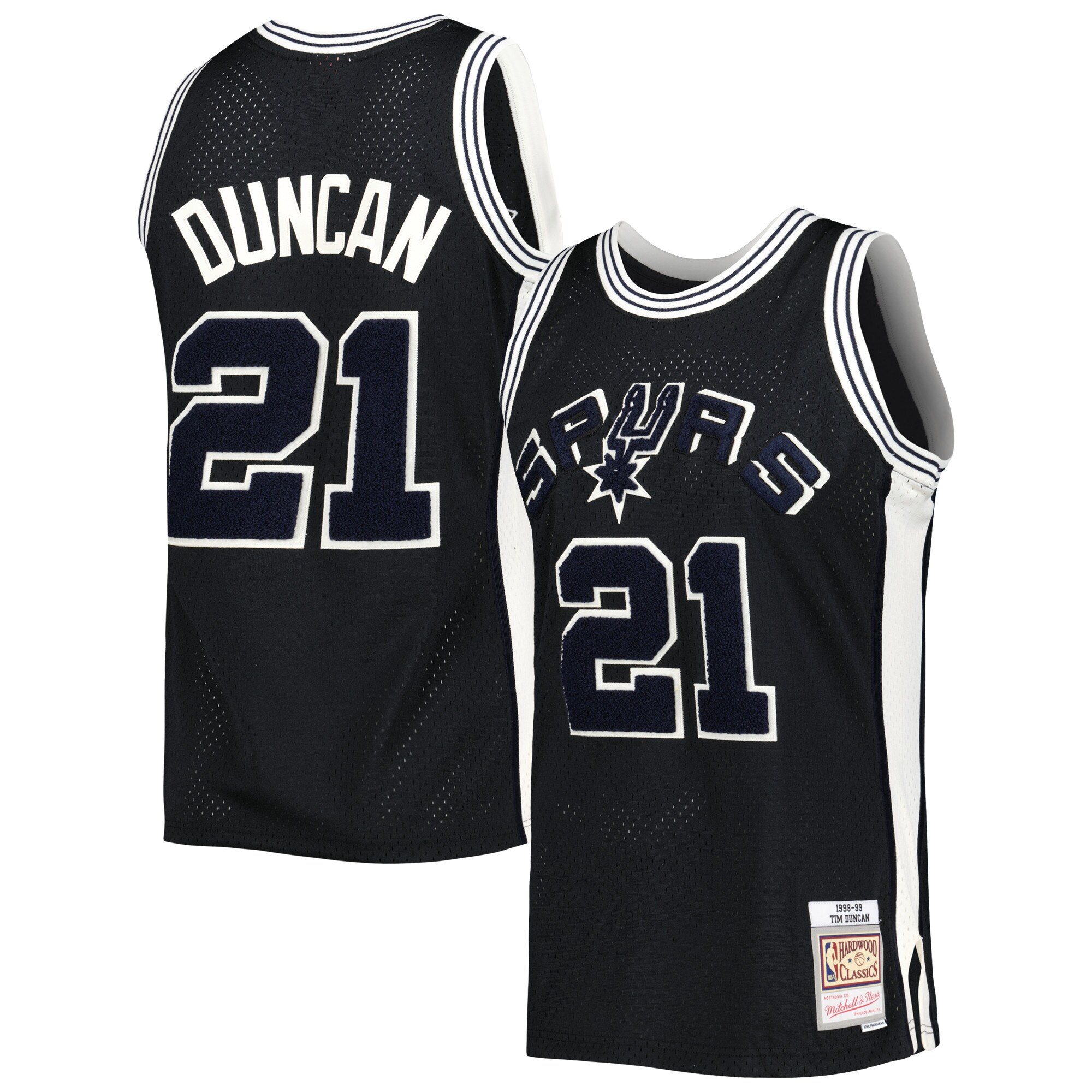 Tim Duncan San Antonio Spurs Mitchell & Ness 1998/99 Hardwood Classics Off-court Swingman Basketball Jersey - Black