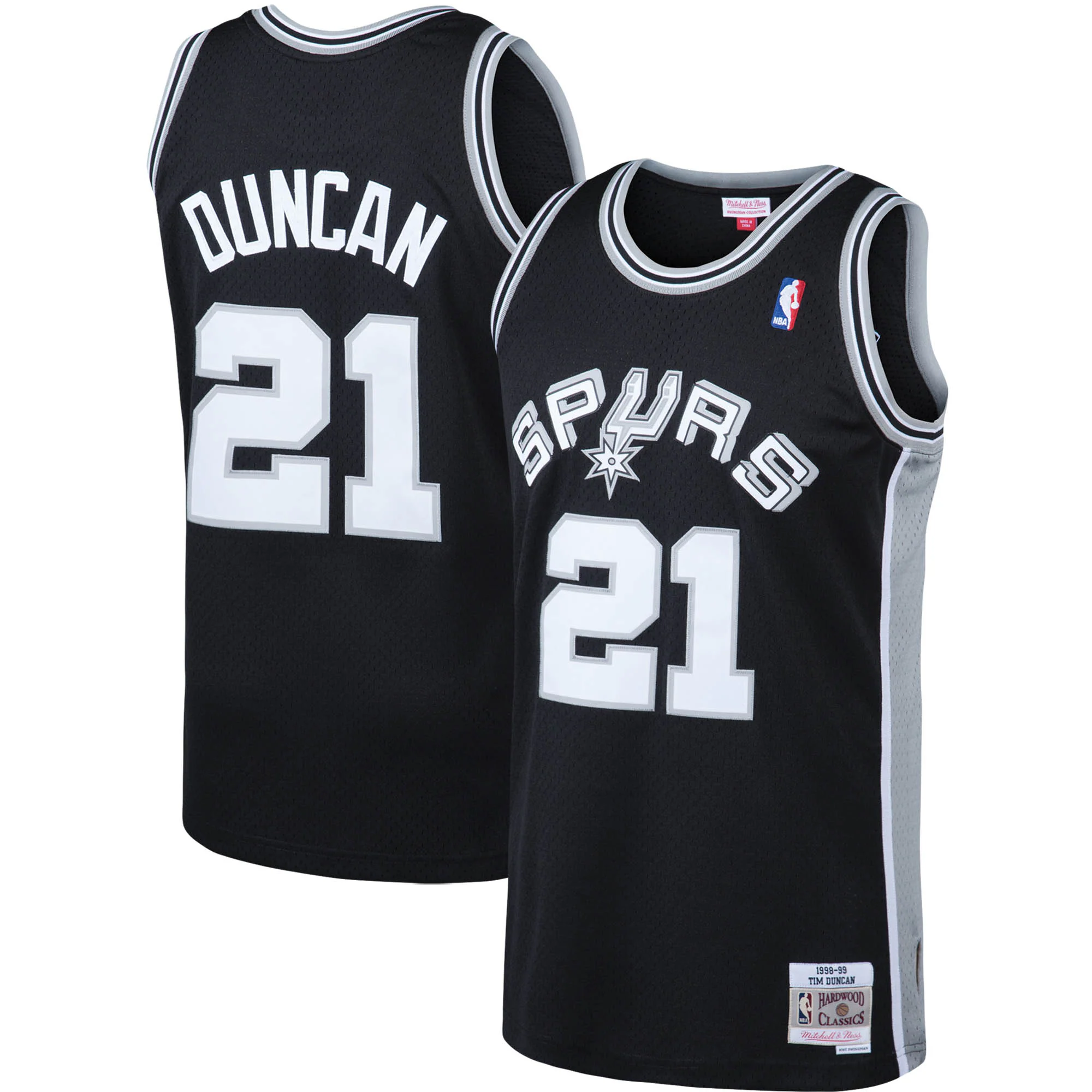 Tim Duncan San Antonio Spurs Mitchell & Ness Big & Tall Hardwood Classics Basketball Jersey - Black