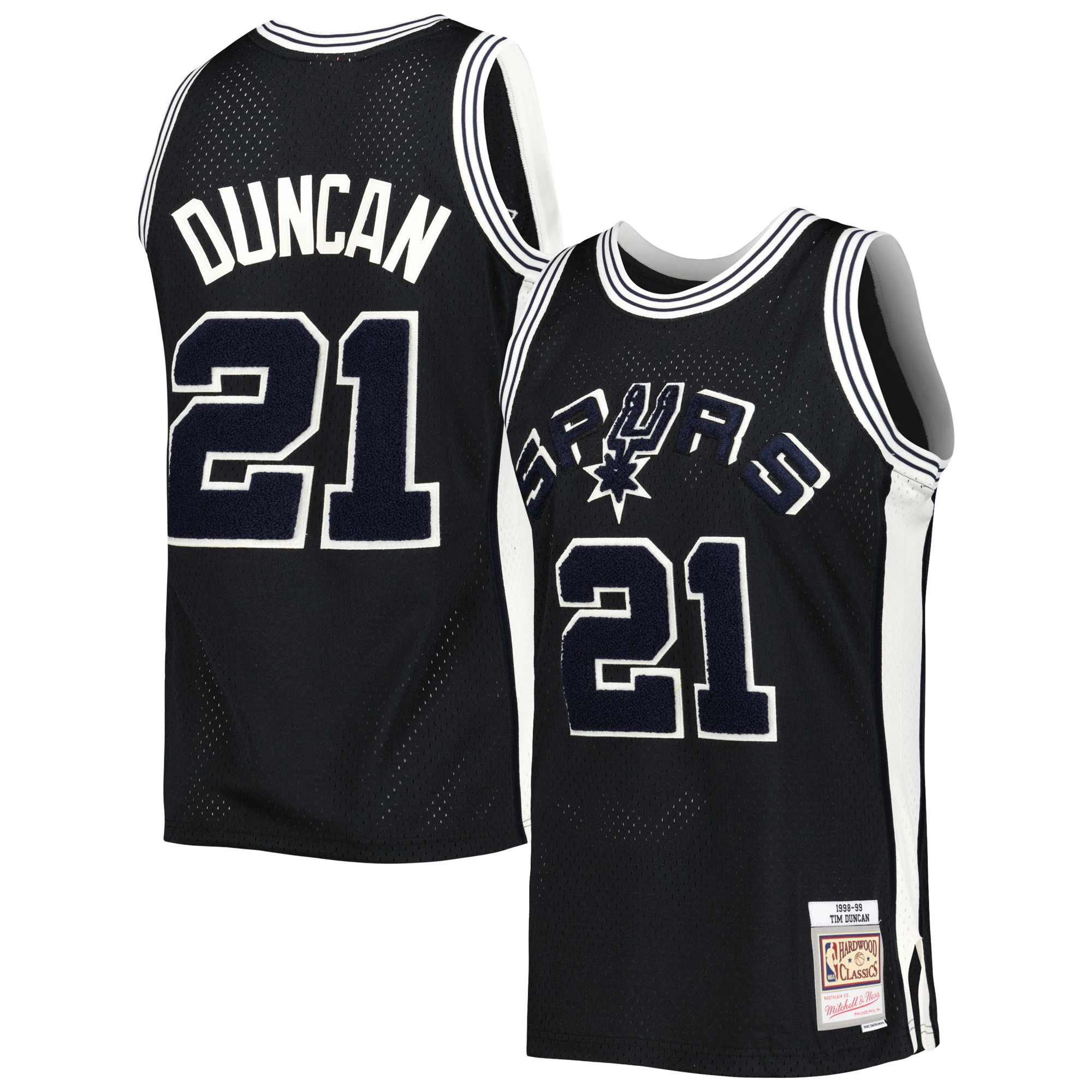 Alternative view of Tim Duncan San Antonio Spurs Mitchell & Ness Hardwood Classics Off-court Swingman Basketball Jersey - Black