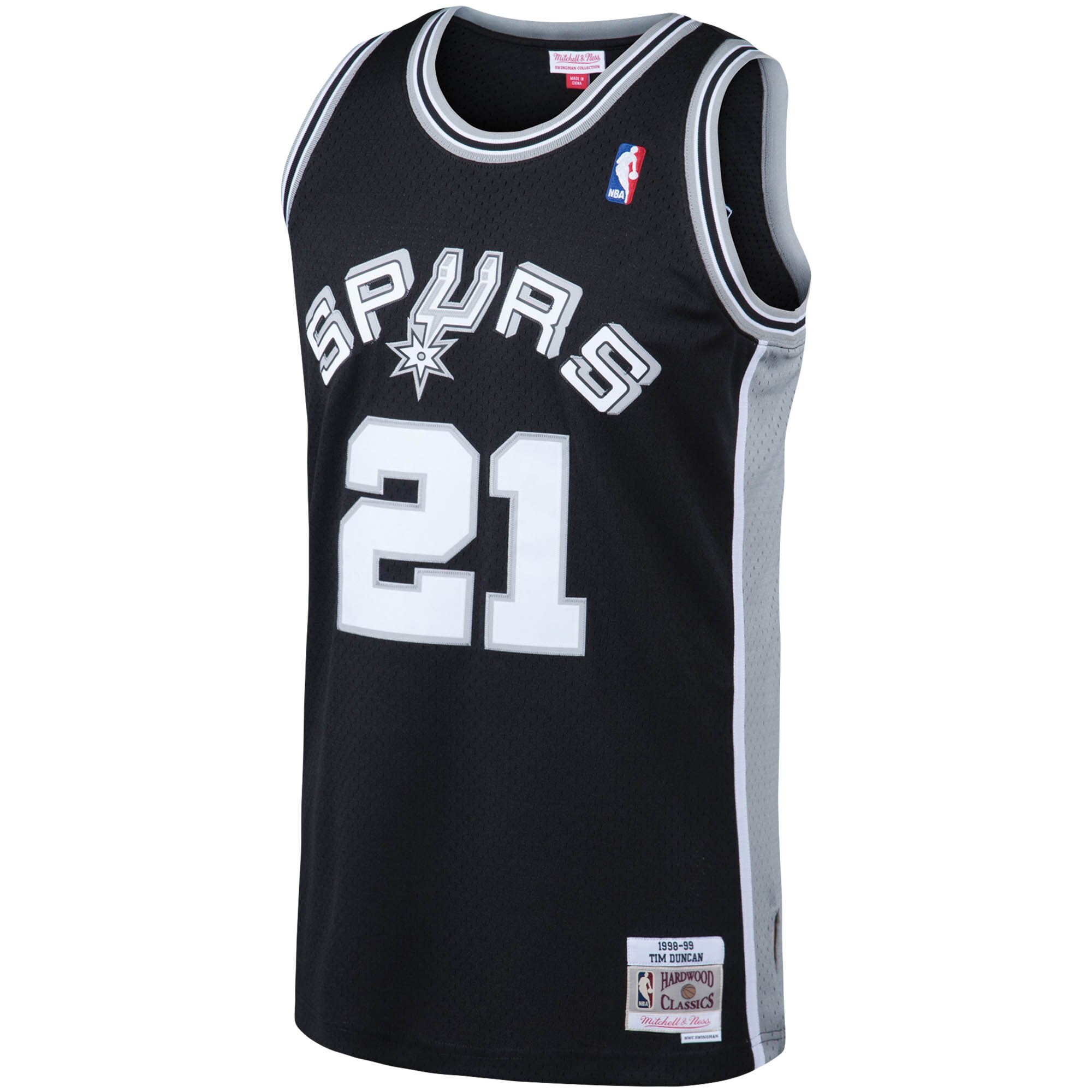Alternative view of Tim Duncan San Antonio Spurs Mitchell & Ness 1998/99 Big & Tall Hardwood Classics Swingman Jersey - Black