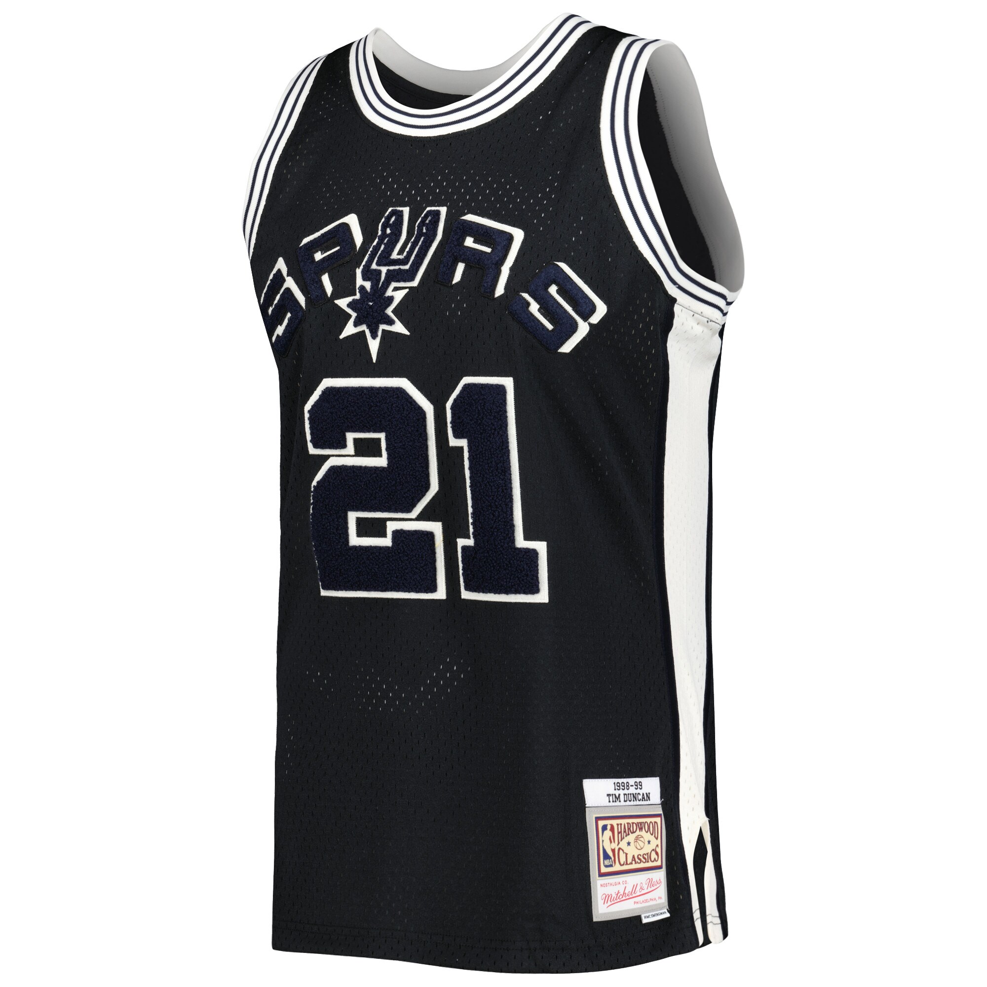Alternative view of Tim Duncan San Antonio Spurs Mitchell & Ness 1998/99 Hardwood Classics Off-court Swingman Basketball Jersey - Black