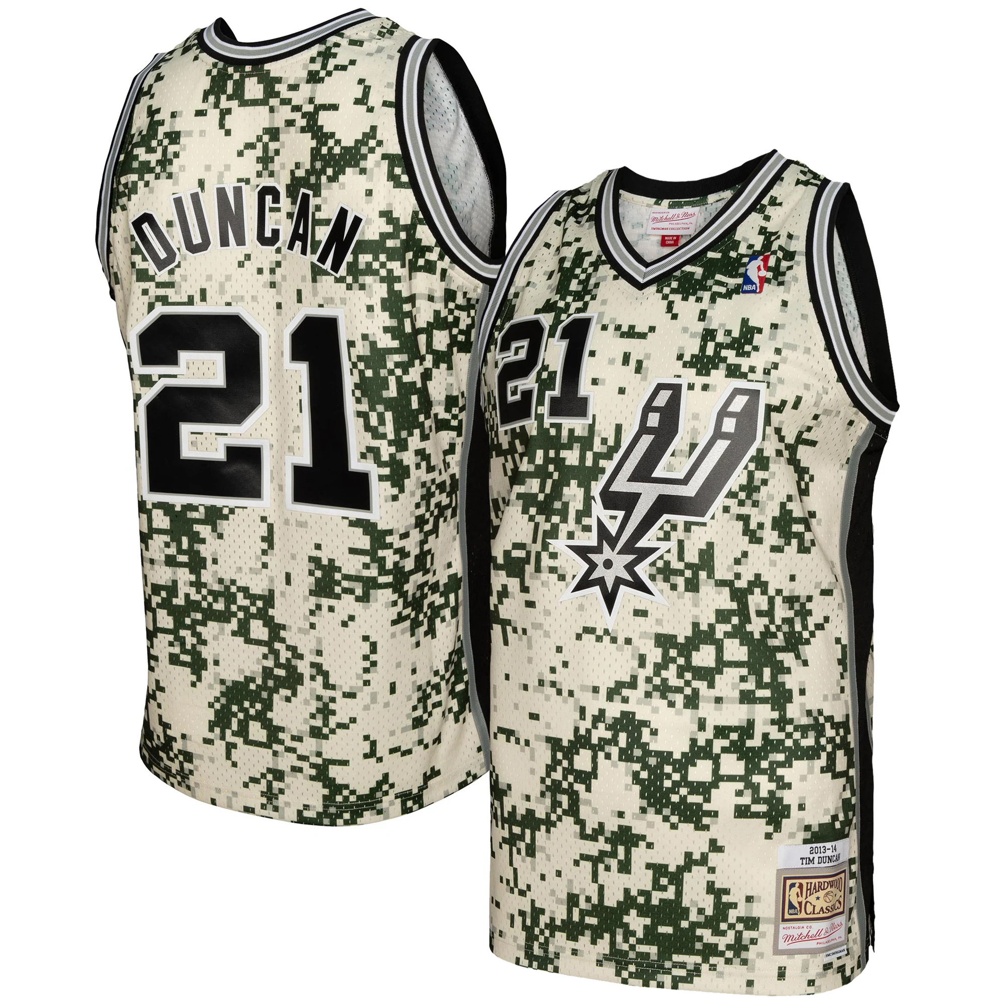 Tim Duncan San Antonio Spurs Mitchell & Ness 2013/14 Swingman Basketball Jersey - Camo