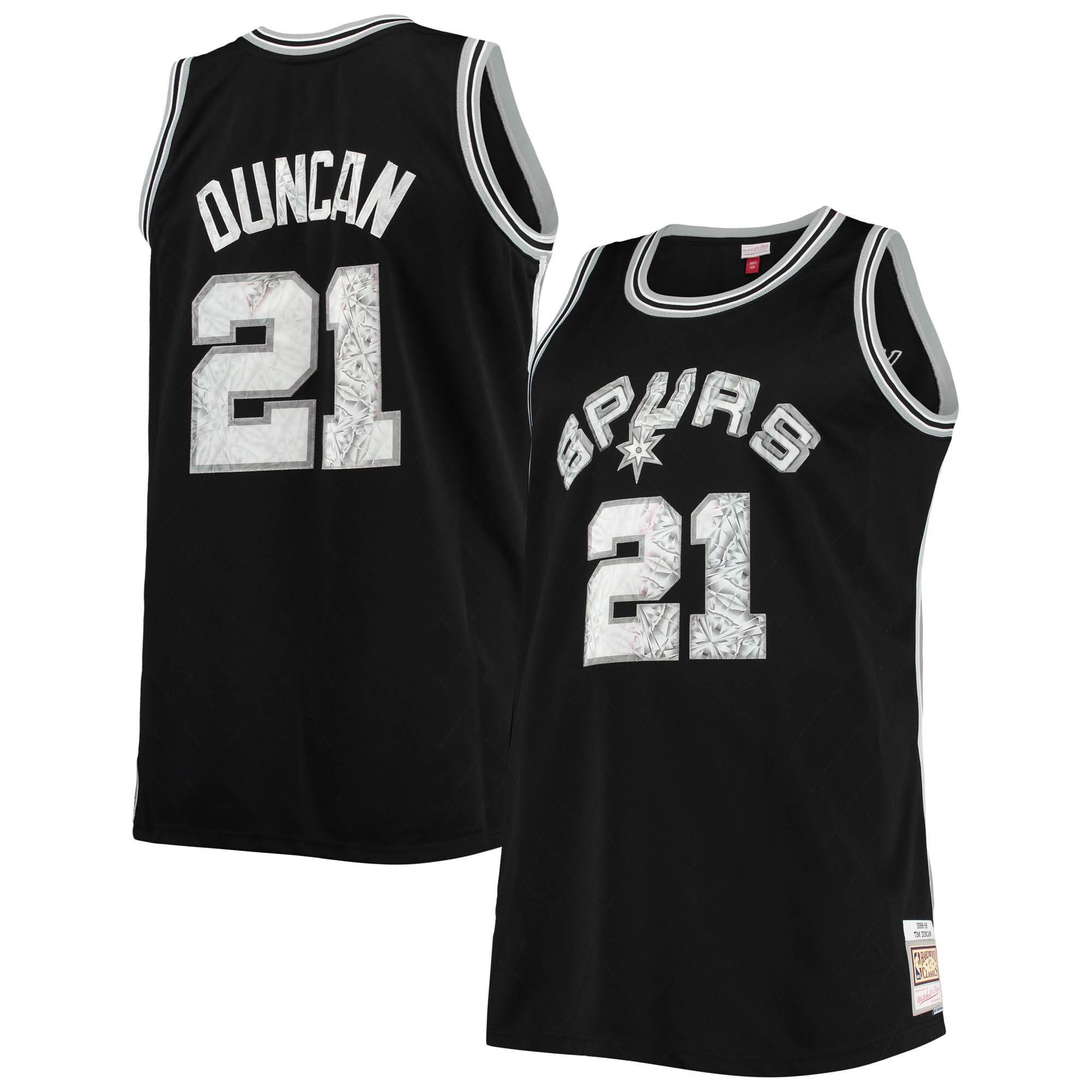 Tim Duncan San Antonio Spurs Mitchell & Ness Big & Tall 1998/99 Nba 75th Anniversary Diamond Swingman Basketball Jersey - Black