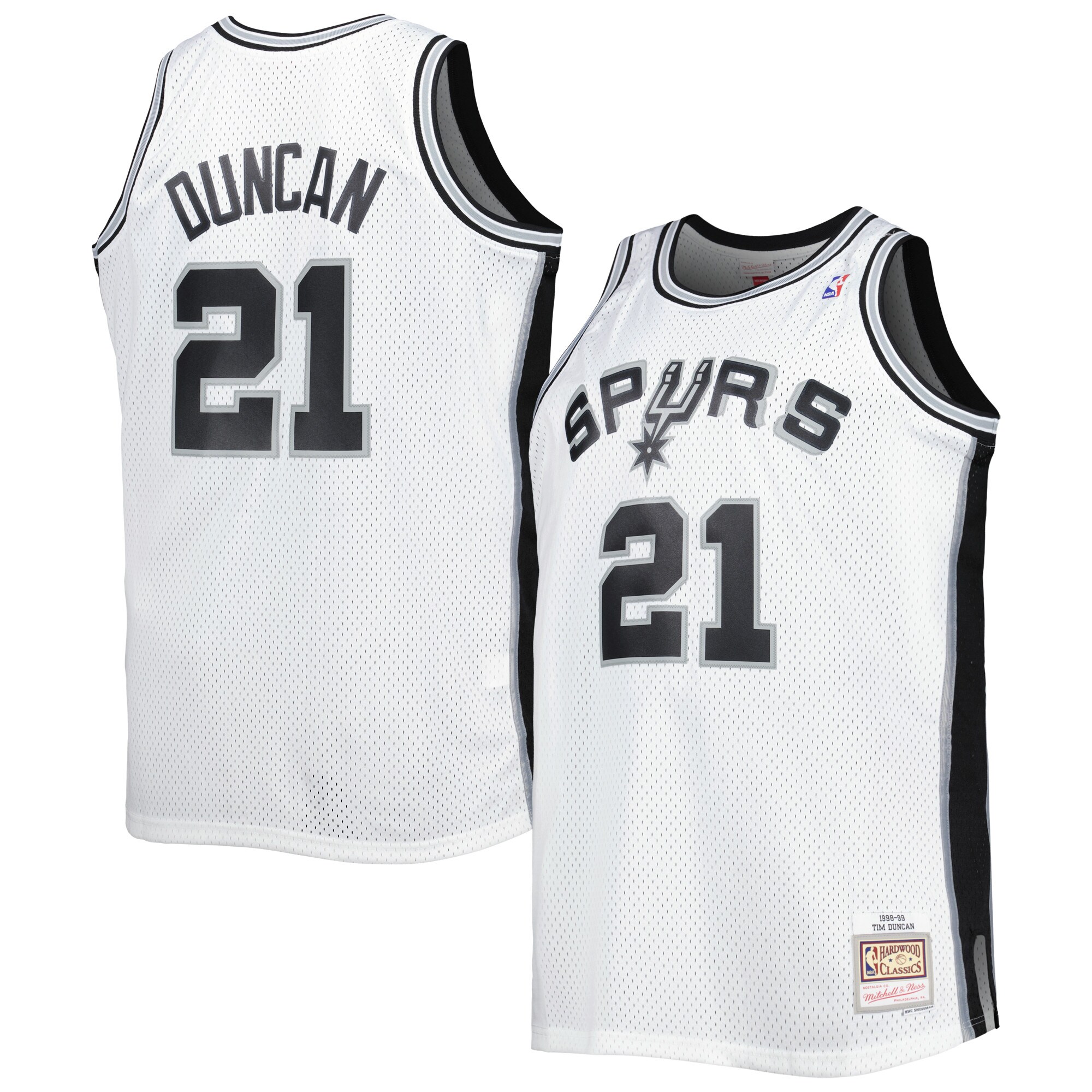Tim Duncan San Antonio Spurs Mitchell & Ness Big & Tall Hardwood Classics 1998/99 Swingman Basketball Jersey - White