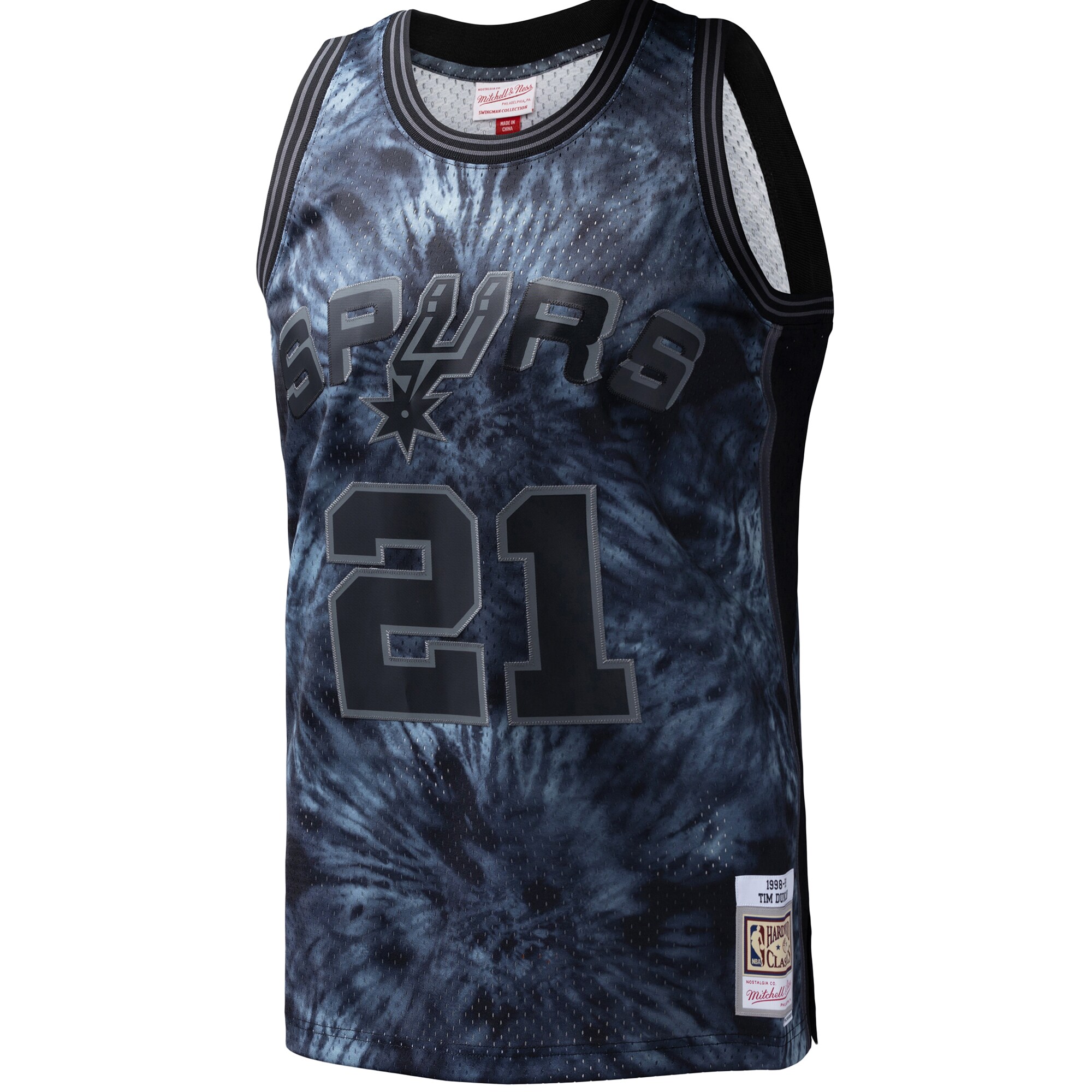 Alternative view of Tim Duncan San Antonio Spurs Mitchell & Ness Hardwood Classics 1998/99 Tie-dye Swingman Basketball Jersey - Black