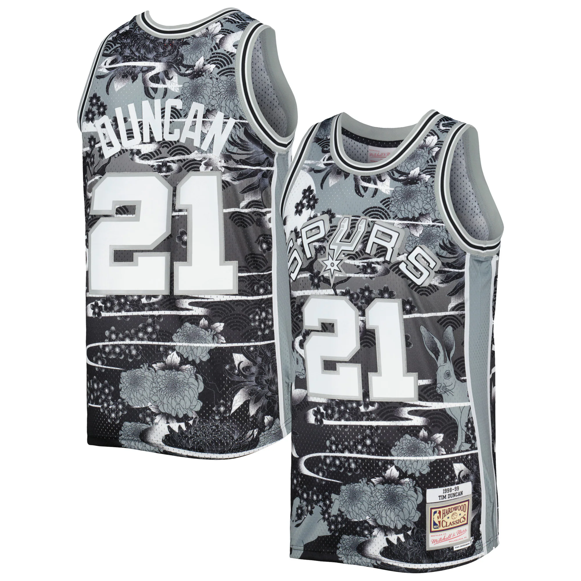Alternative view of Tim Duncan San Antonio Spurs Mitchell & Ness Hardwood Classics Lunar New Year Swingman Basketball Jersey - Silver