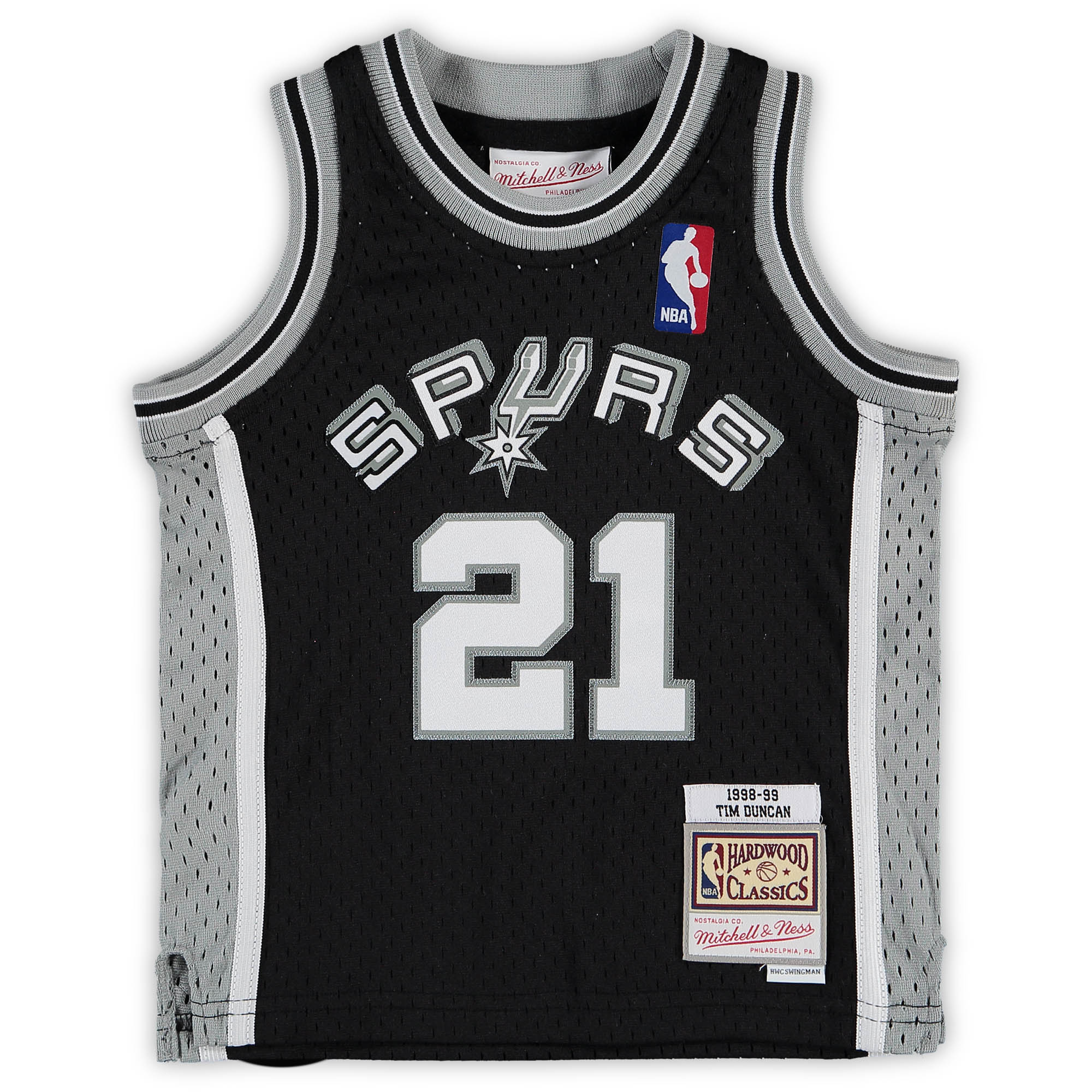 Alternative view of Tim Duncan San Antonio Spurs Mitchell & Ness Infant 1998/99 Retired Player Basketball Jersey - Black