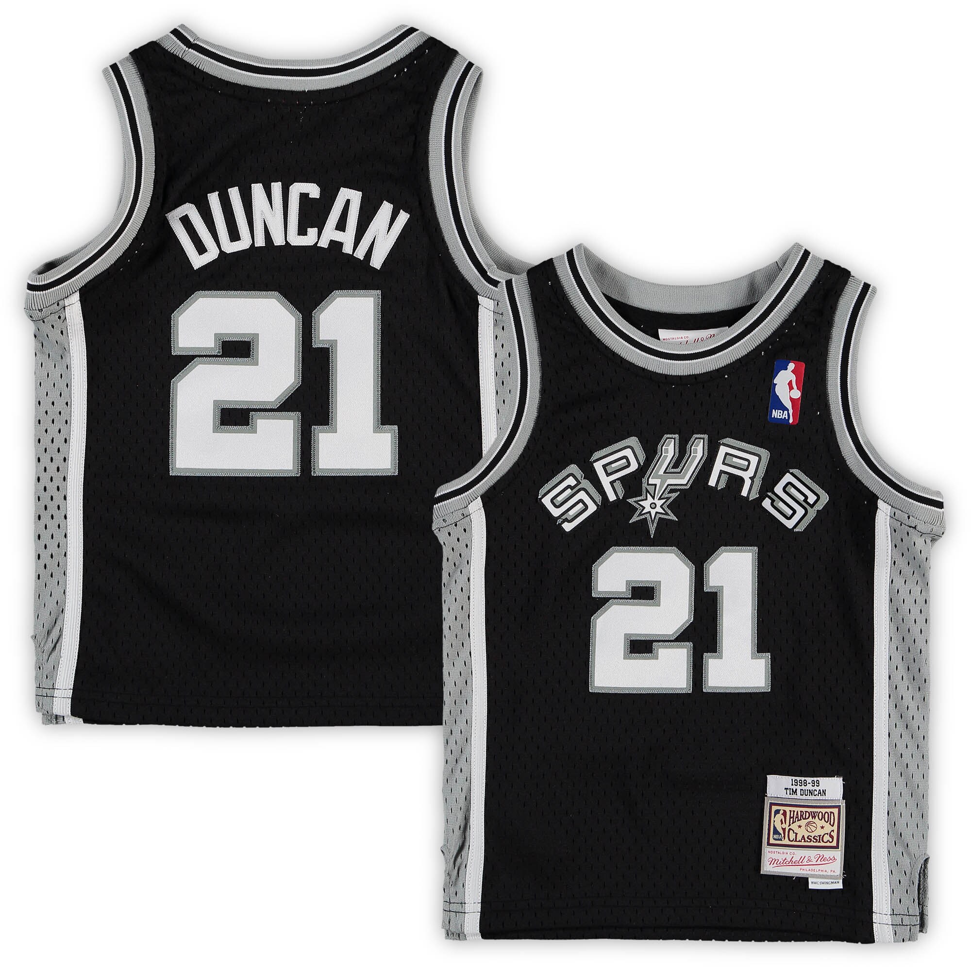 Alternative view of Tim Duncan San Antonio Spurs Mitchell & Ness Preschool 1998/99 Hardwood Classics Throwback Team Basketball Jersey - Black