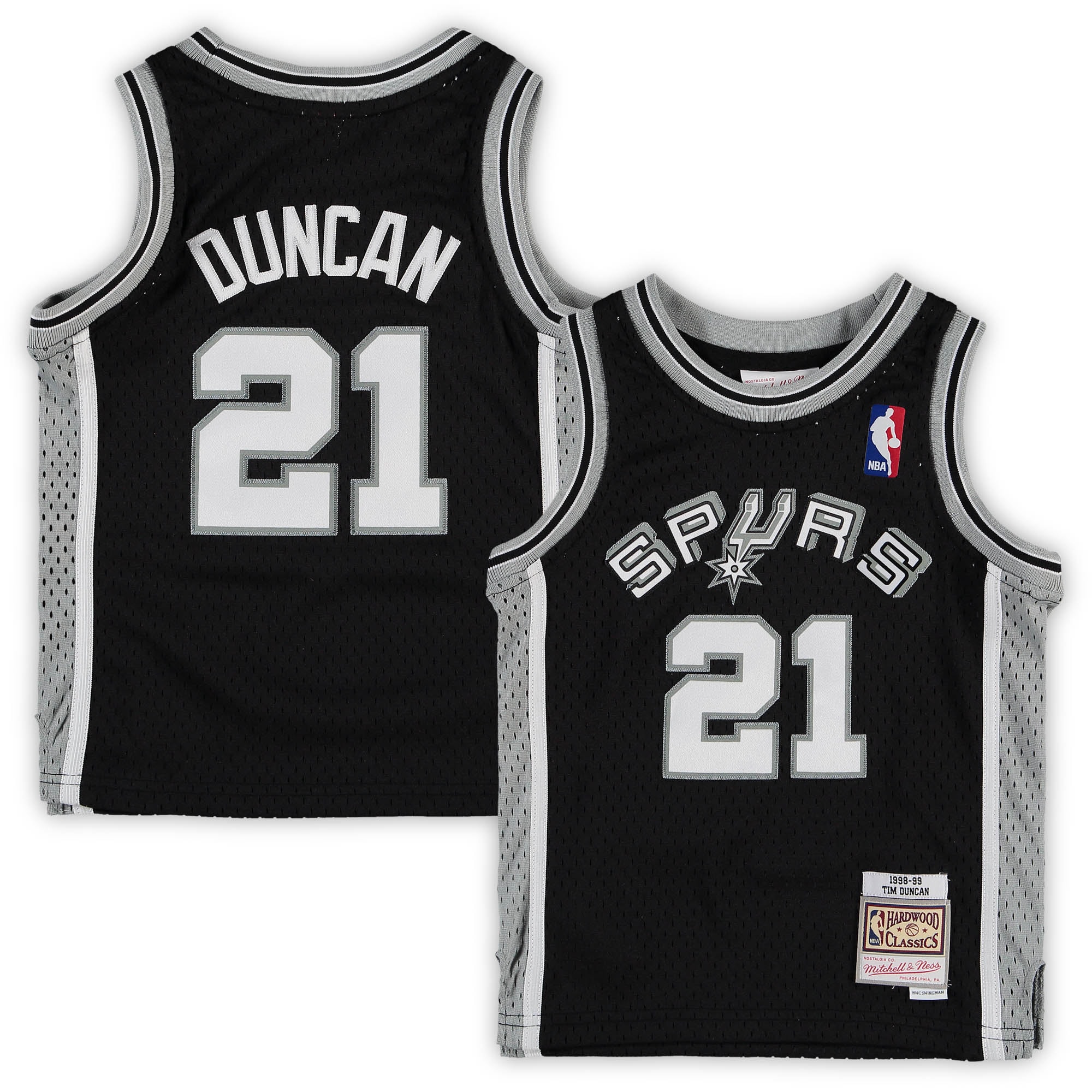 Tim Duncan San Antonio Spurs Mitchell & Ness Preschool 1998/99 Hardwood Classics Throwback Team Basketball Jersey - Black