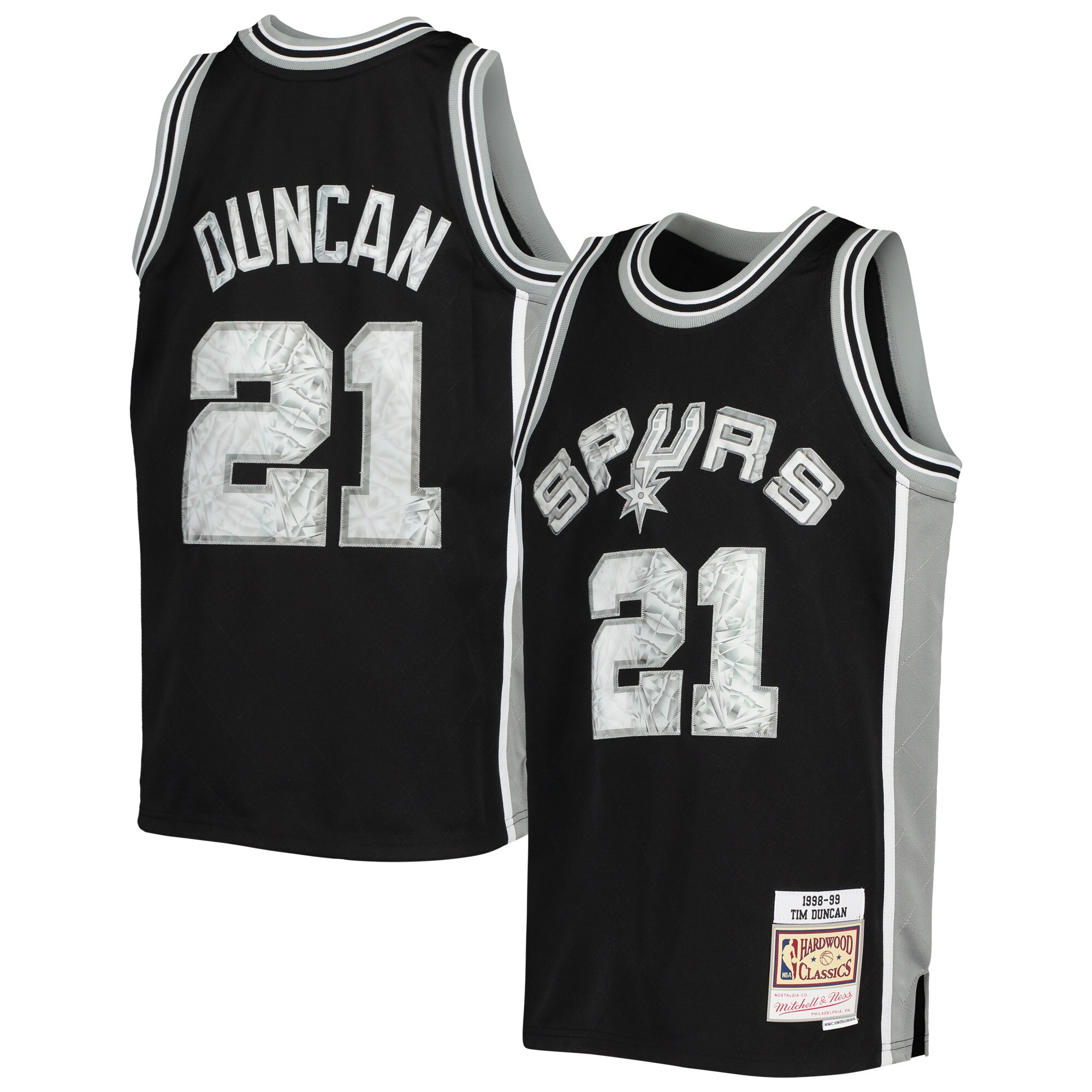 Tim Duncan San Antonio Spurs Mitchell & Ness Youth 1998/99 Hardwood Classics 75th Anniversary Diamond Basketball Jersey