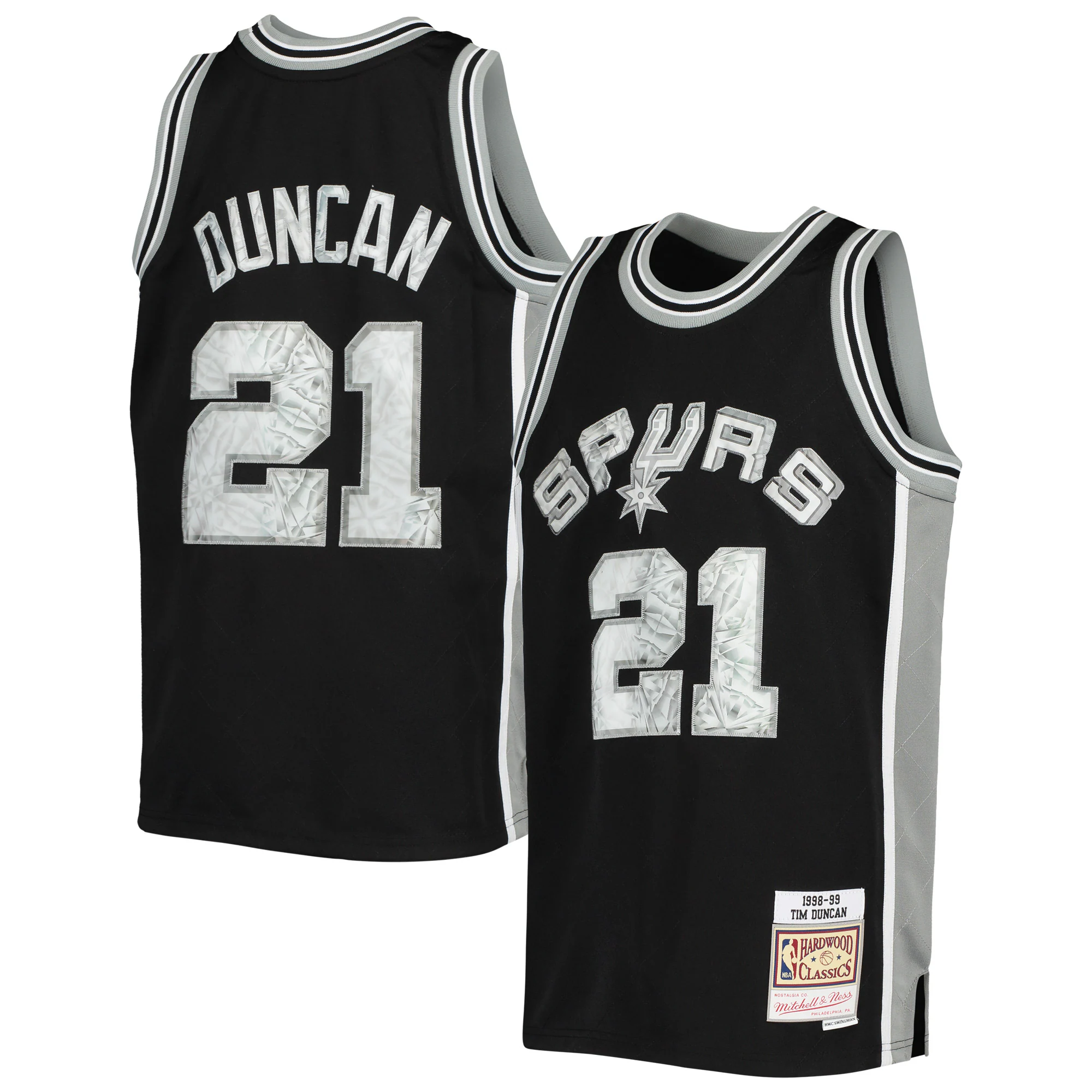 Tim Duncan San Antonio Spurs Mitchell & Ness Youth Hardwood Classics 75th Anniversary Diamond Basketball Jersey