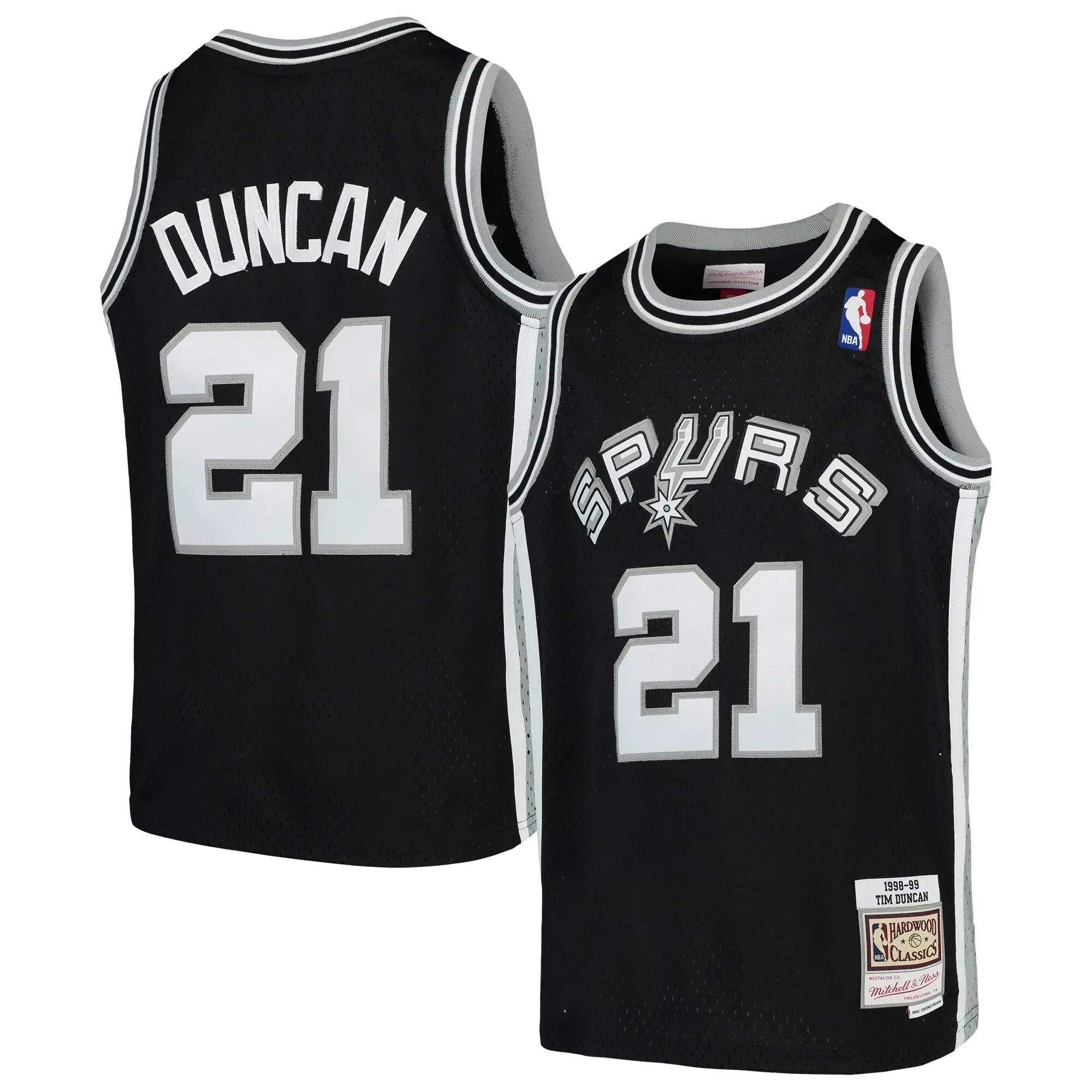 Tim Duncan San Antonio Spurs Mitchell & Ness Youth Swingman Throwback Basketball Jersey - Black - JS870 