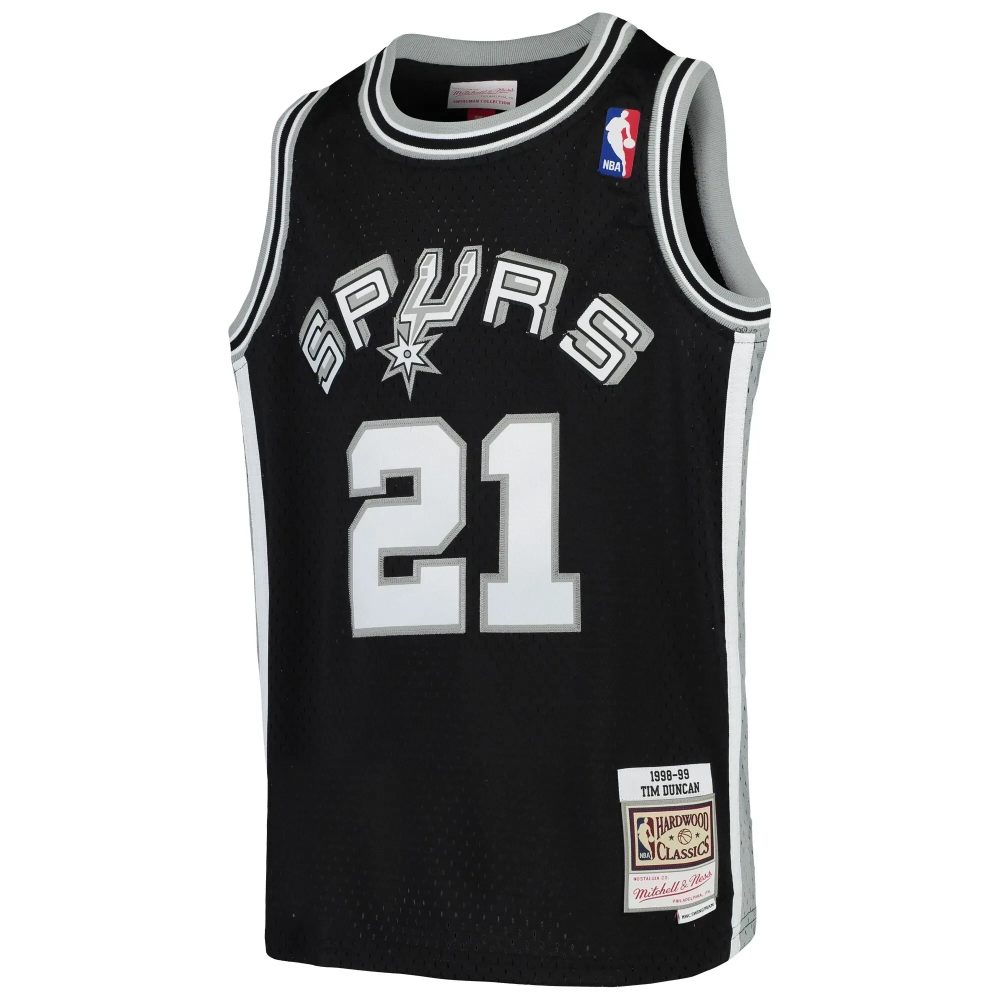 Alternative view of Tim Duncan San Antonio Spurs Mitchell & Ness Youth Swingman Throwback Basketball Jersey - Black - JS870 