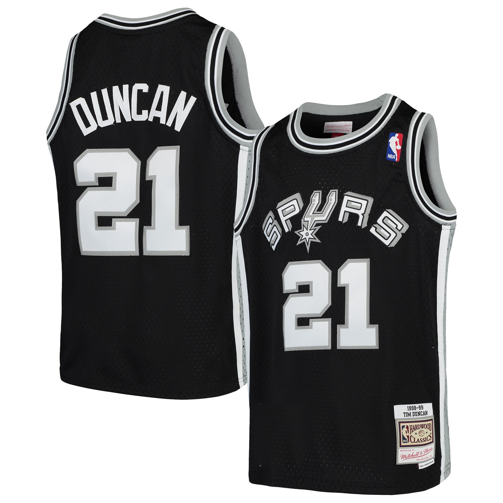 Alternative view of Tim Duncan San Antonio Spurs Mitchell & Ness Youth Swingman Throwback Basketball Jersey – Black – Jsfangear Basketball Jersey Store