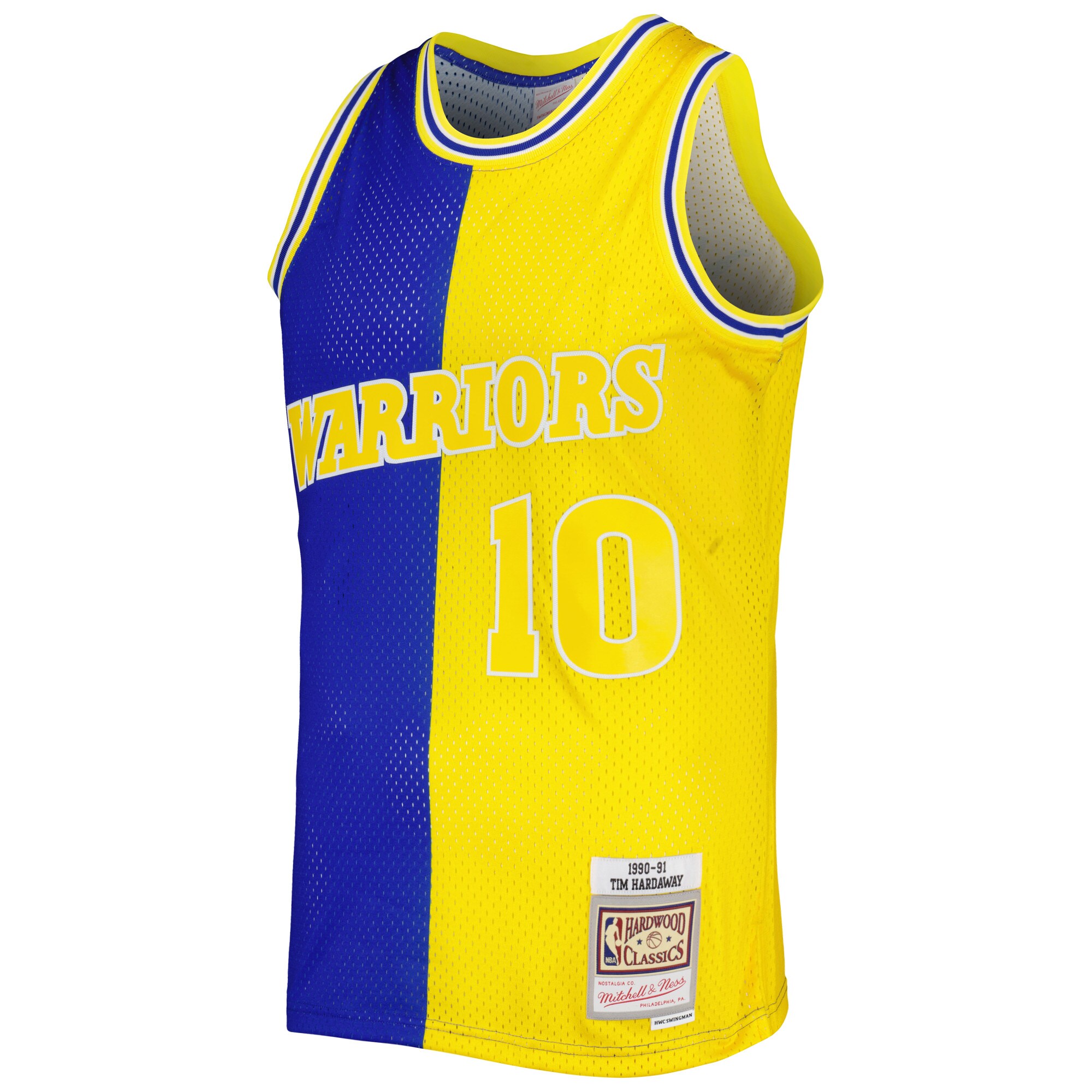 Alternative view of Tim Hardaway Golden State Warriors Mitchell & Ness Hardwood Classics 1990/91 Split Swingman Basketball Jersey - Royal/gold