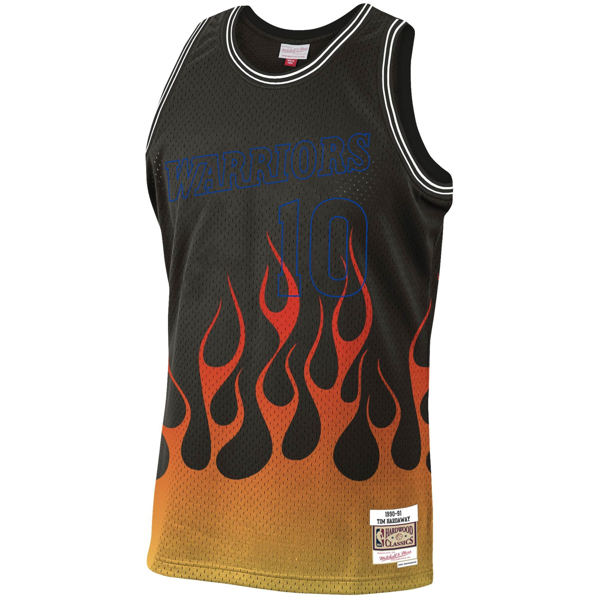 Alternative view of Tim Hardaway Golden State Warriors Mitchell & Ness 1990-91 Hardwood Classics Flames Swingman Basketball Jersey – Black - JS670 