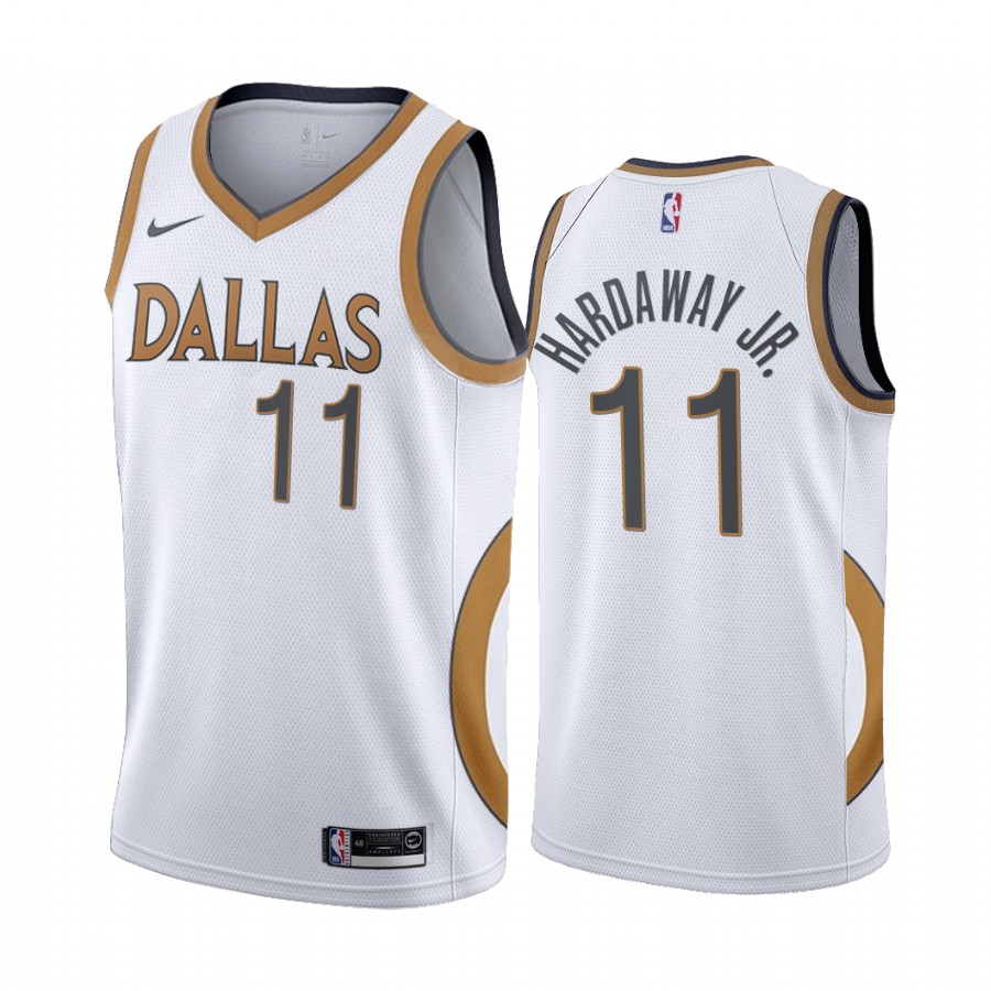 Tim Hardaway Jr. Dallas Mavericks White City Edition Gold Silver Logo 2020-21 Basketball Jersey