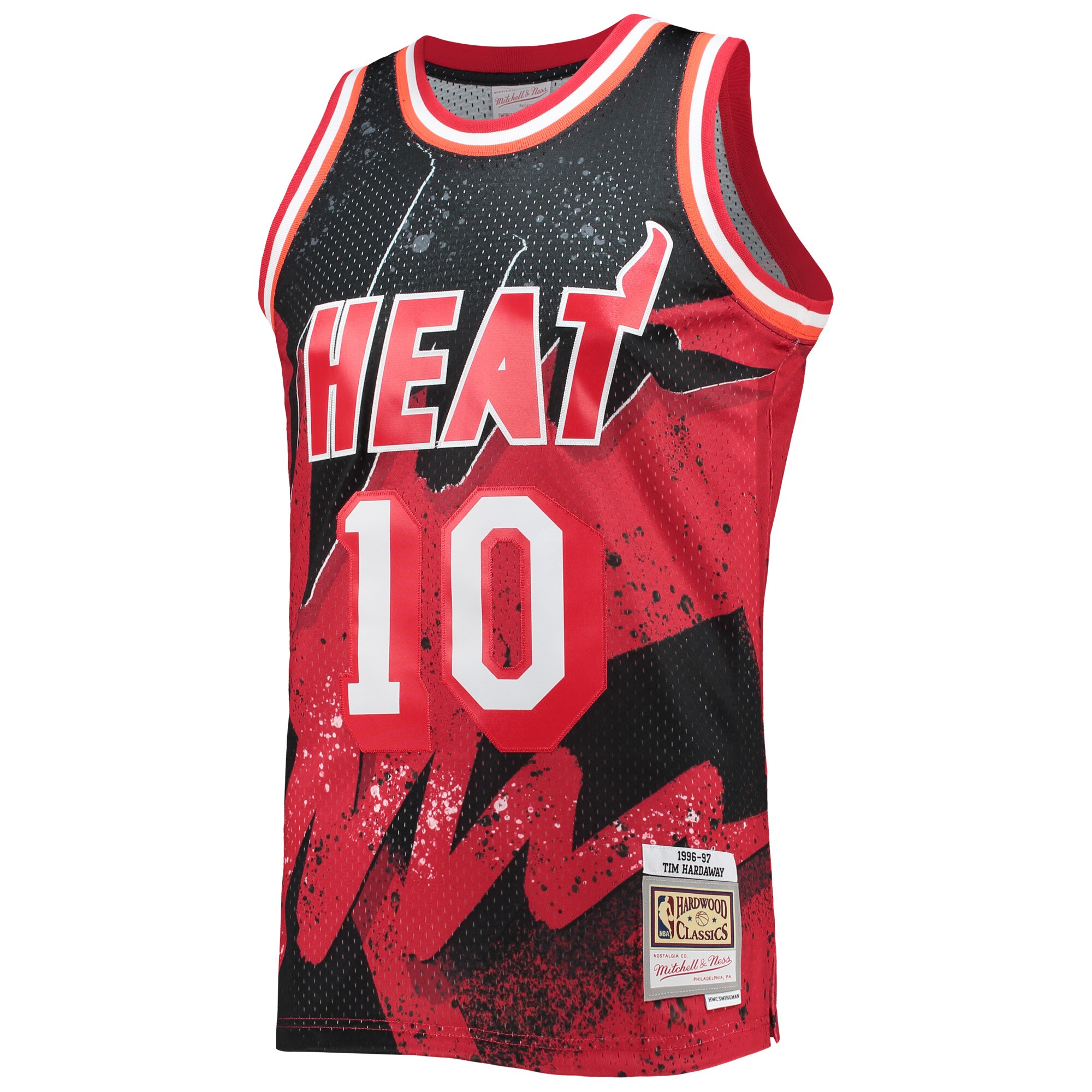 Alternative view of Tim Hardaway Miami Heat Mitchell & Ness Hardwood Classics 1996/97 Hyper Hoops Swingman Basketball Jersey - Scarlet