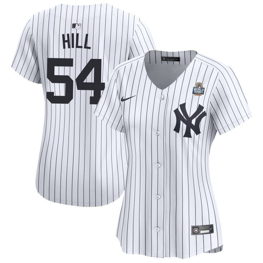Tim Hill 54 New York Yankees Women's 2024 World Series Home Limited Baseball Jersey - White 