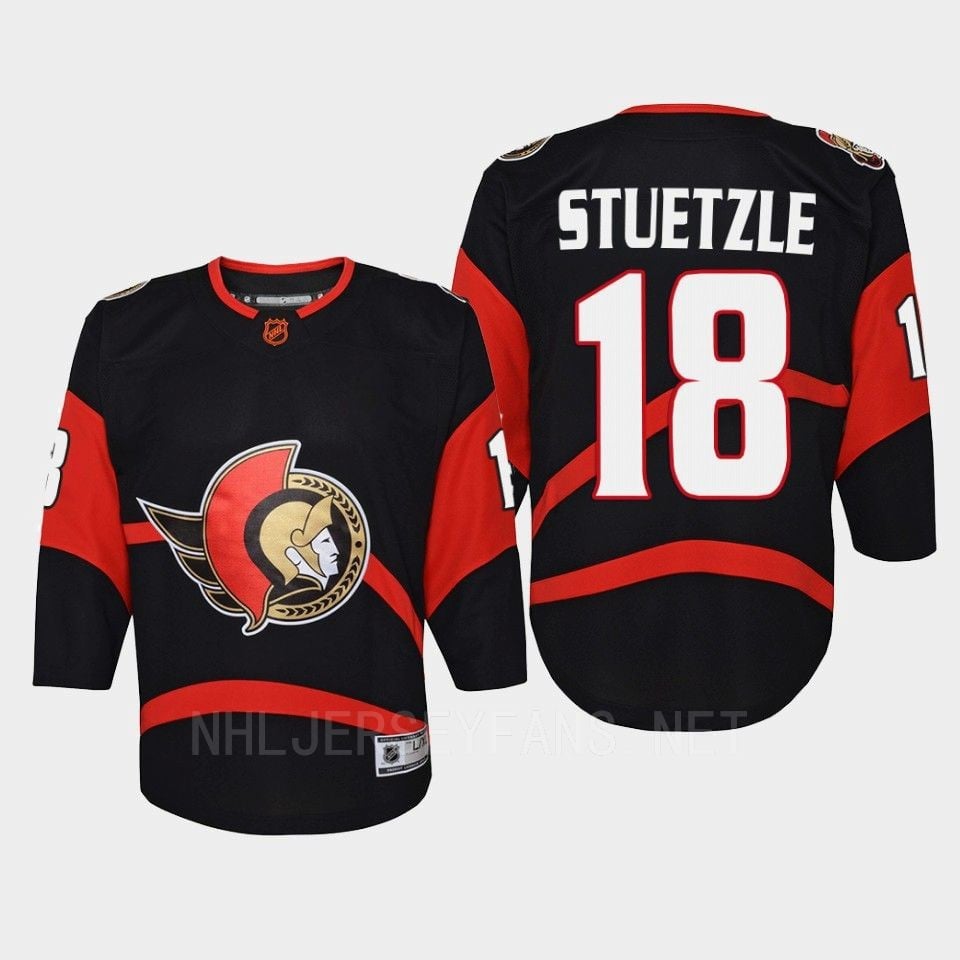 Tim Stuetzle 18 Ottawa Senators 2022 Special Edition 2.0 Retro Youth Hockey Jersey Black - JS962 