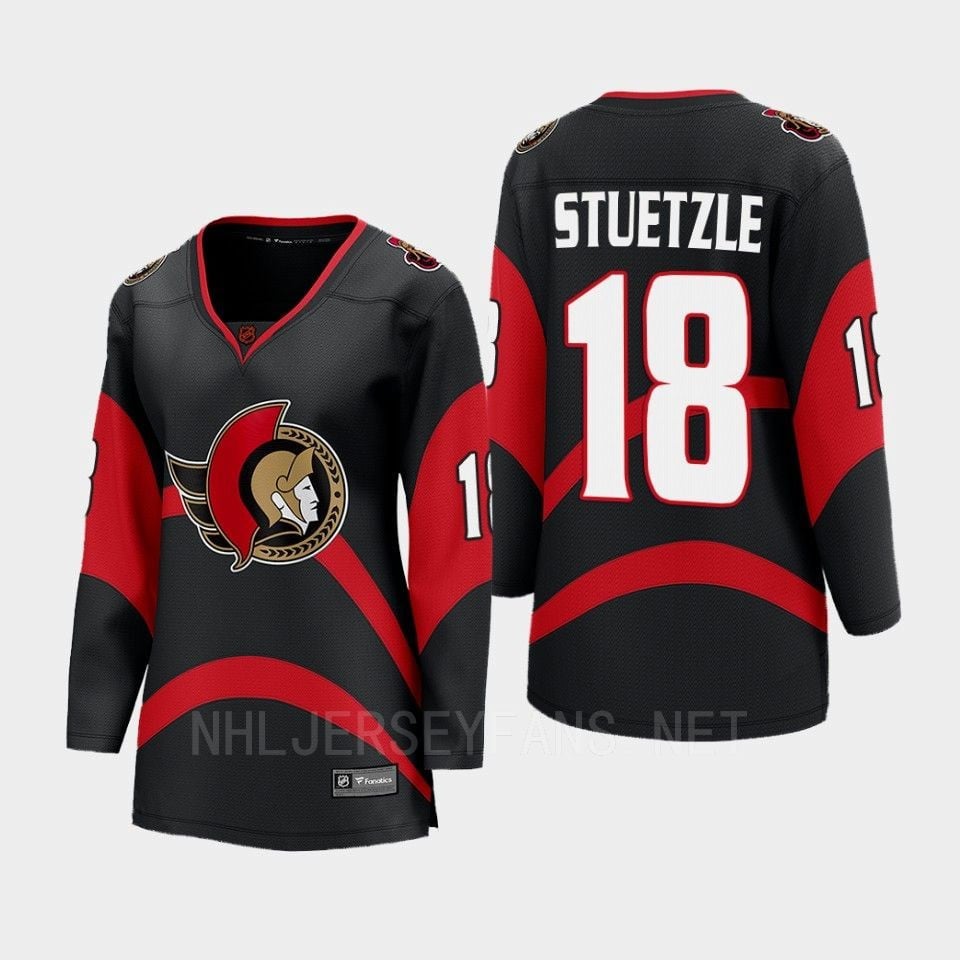 Tim Stuetzle 18 Ottawa Senators 2022 Special Edition 2.0 Women Breakaway Retro Hockey Jersey Black - JS615 