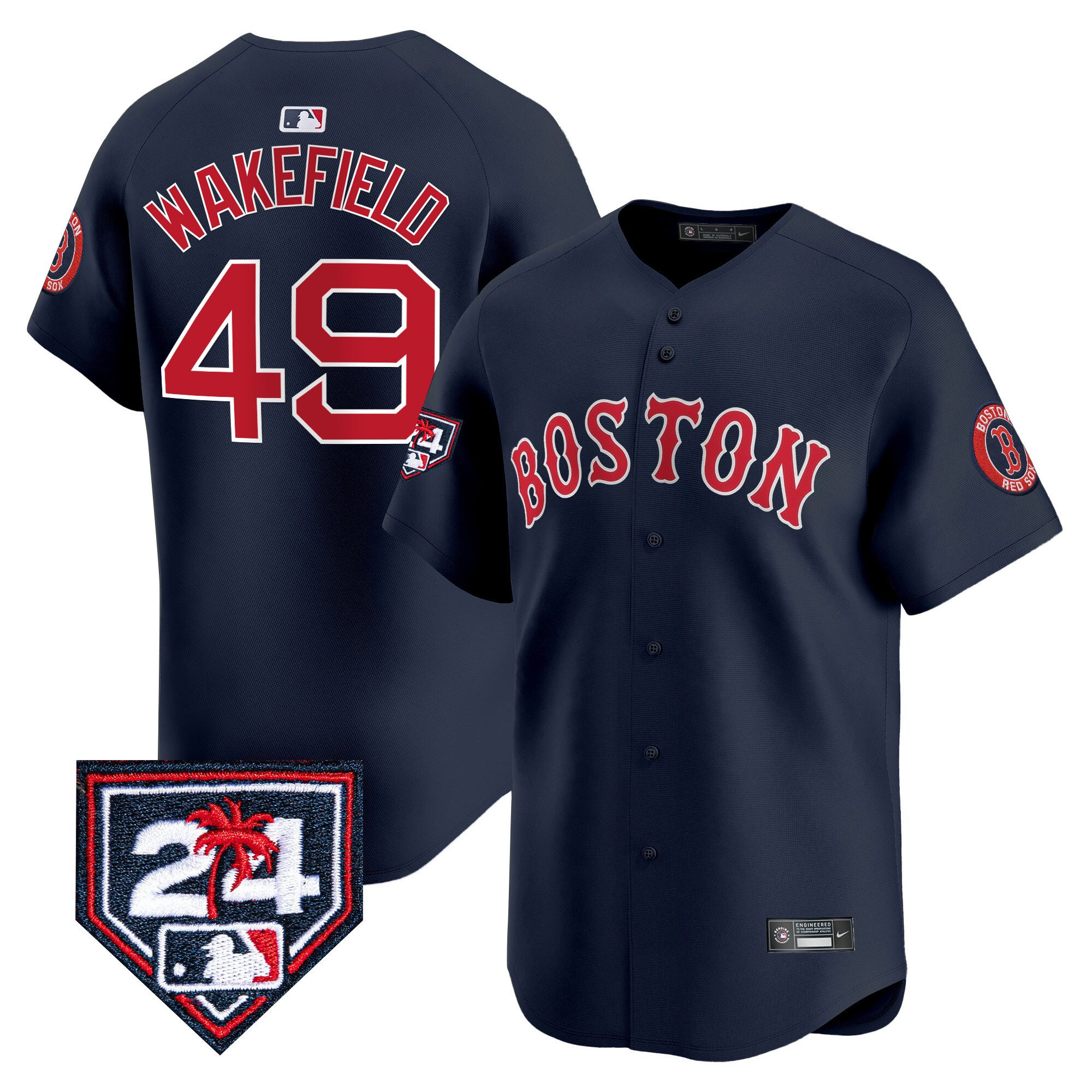 Tim Wakefield 49 Boston Red Sox 2024 Spring Training Men Jersey - Navy