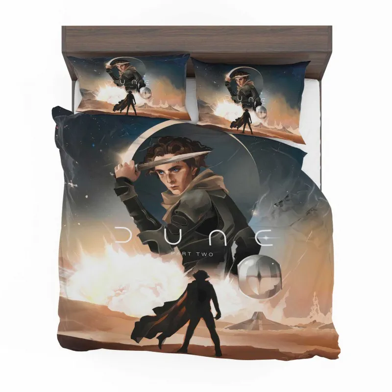 Alternative view of Timothee Chalamet Dune Part Twos Hero Bedding Set - Custom Bedding Set