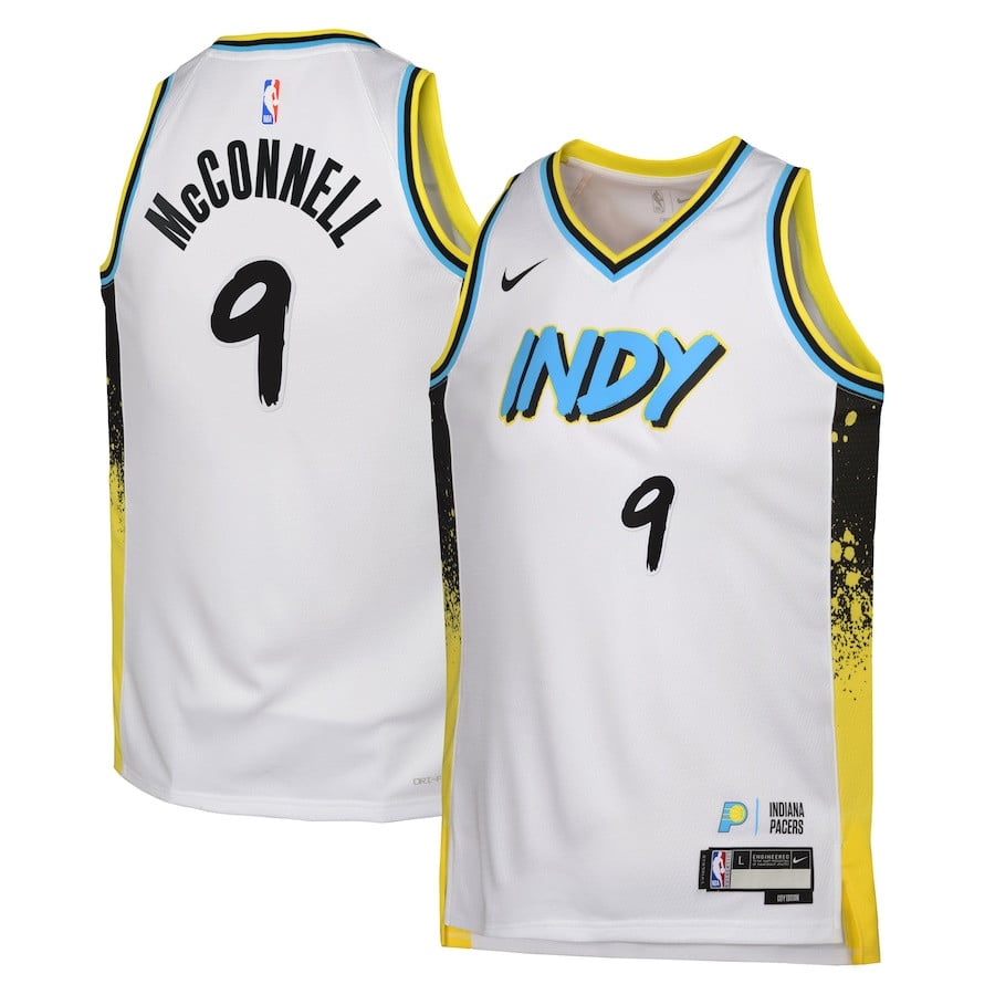 T.J. McConnell 9 Indiana Pacers 2024/25 Swingman Player YOUTH Basketball Jersey - City Edition - White - JS400 