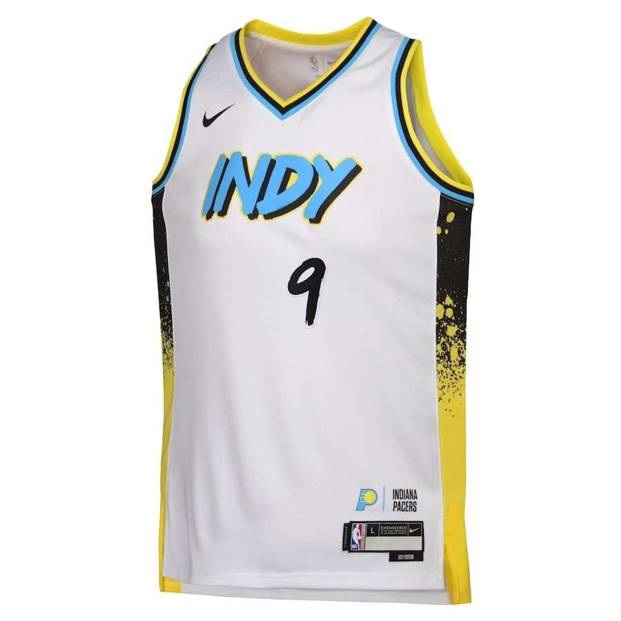 Alternative view of T.J. McConnell 9 Indiana Pacers 2024/25 Swingman Player YOUTH Basketball Jersey - City Edition - White - JS400 