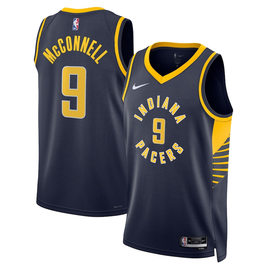 T.J. McConnell 9 Indiana Pacers Unisex Swingman Basketball Jersey - Icon Edition - Navy - JS211 