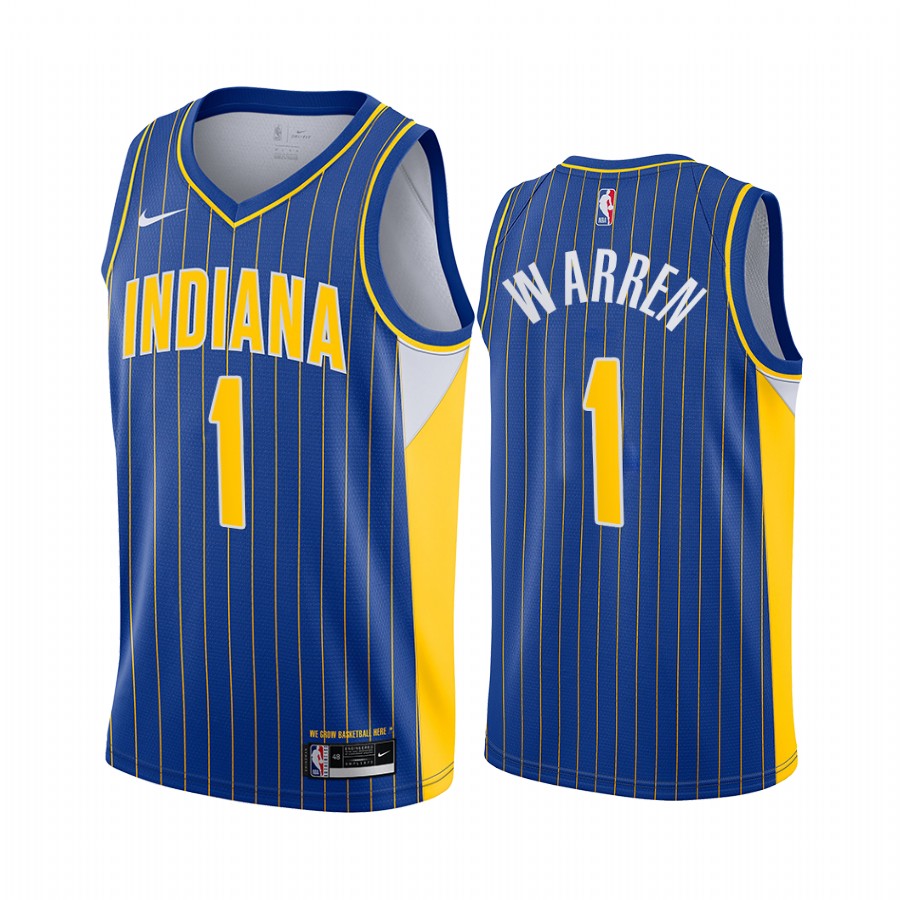 T.j. Warren Indiana Pacers 2020-21 Blue City Edition Basketball Jersey New Uniform