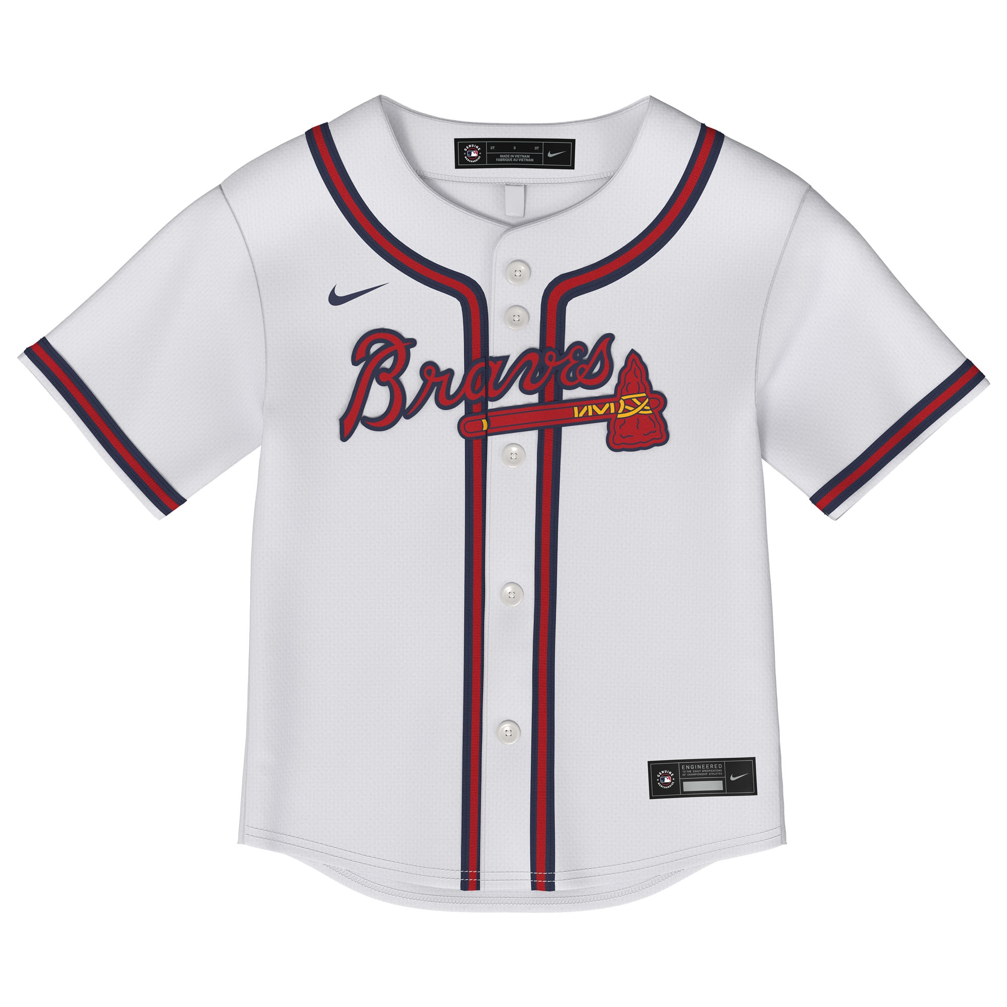 Alternative view of Toddler Atlanta Braves White Home Baseball Jersey - JS338