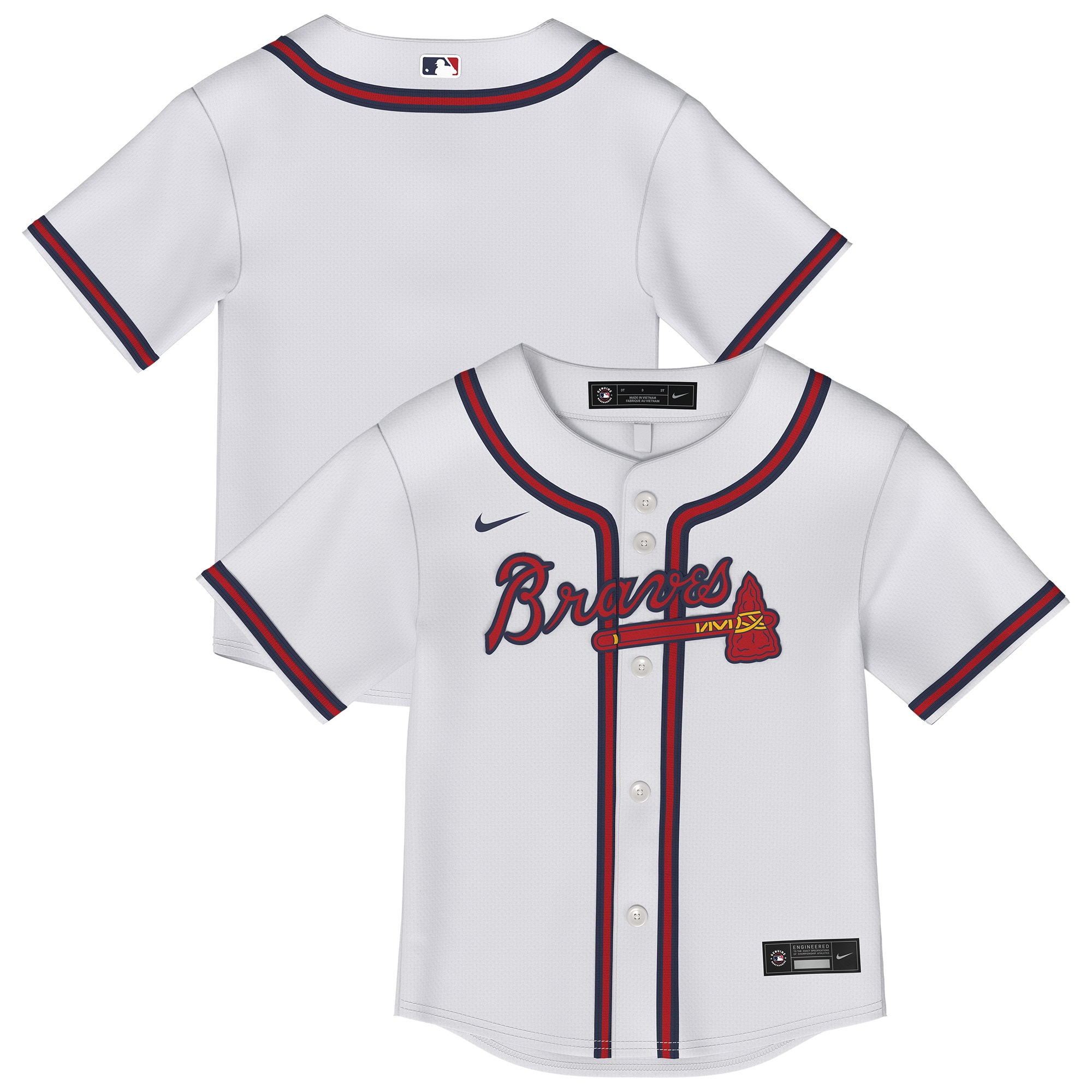 Toddler Atlanta Braves White Home Baseball Jersey - JS338
