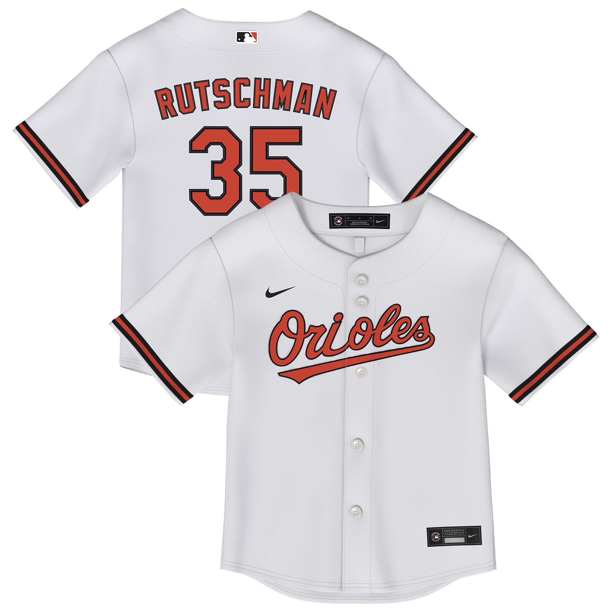 Toddler Baltimore Orioles Adley Rutschman White 2.0 Player Baseball Jersey